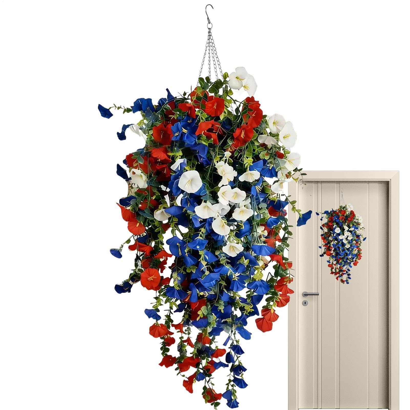 Panier de fleurs artificiel tricolore sans entretien contre la décoloration soleil