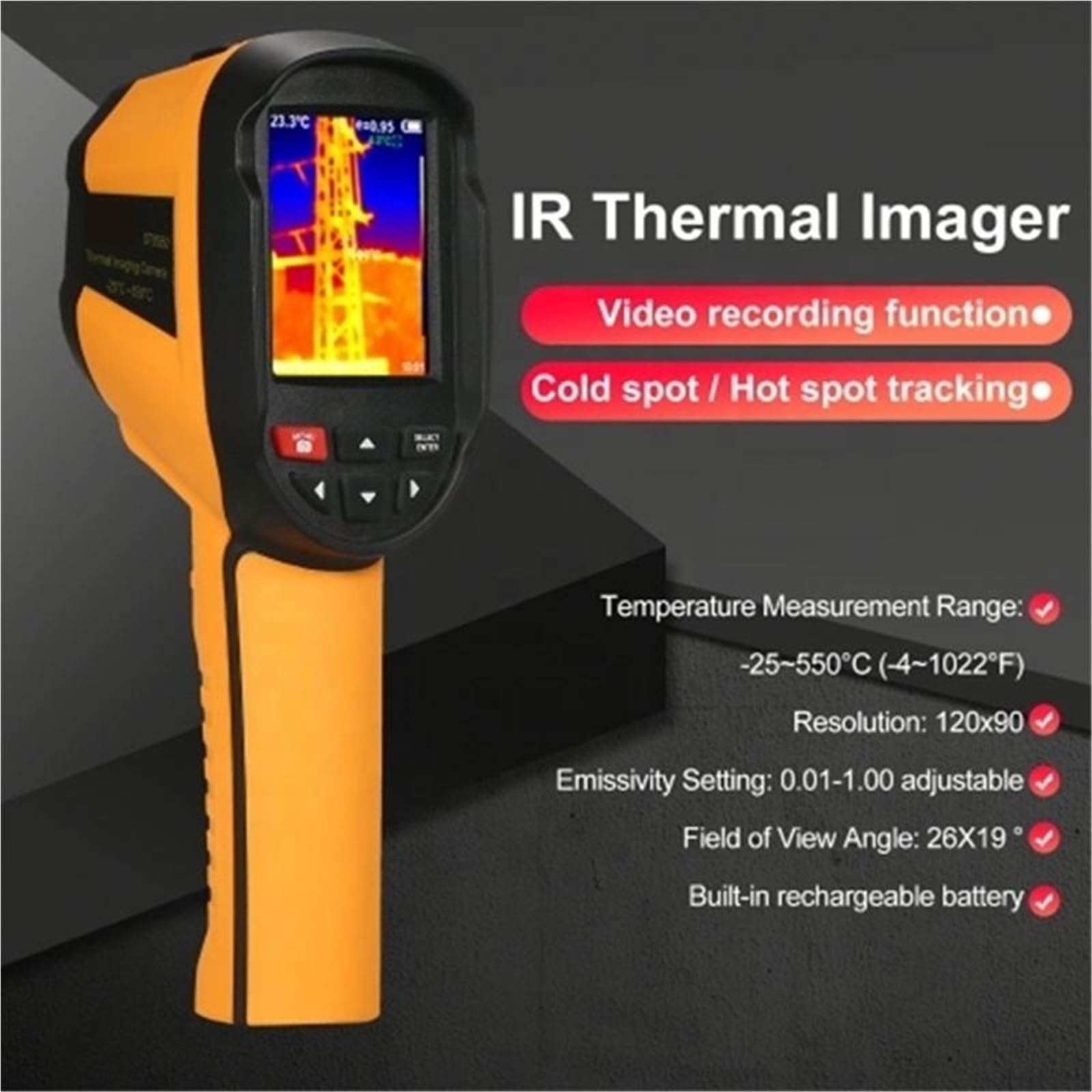 ST8550 Kamera termowizyjna z możliwością ładowania na podczerwień, przenośna kamera termowizyjna z 2,8-calowym ekranem LCD -25~550 Temp. Zakres Szybka anomalia