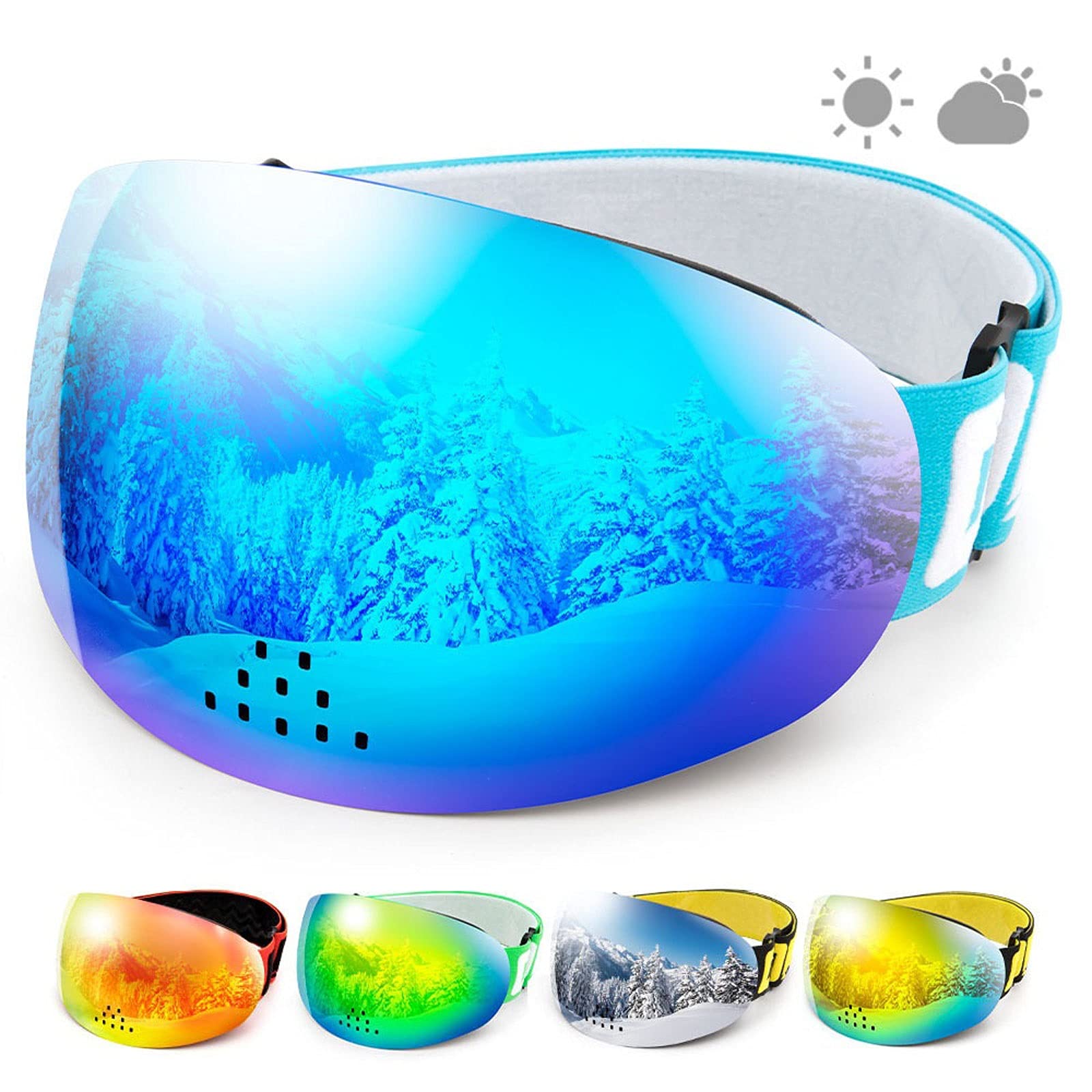 DieffematicHXJ Gafas Esqui Hombre Gafas de esquí profesional Doble Capas Protección Anti-niebla Nasal Ala de esquís a prueba de esquí Anti-niebla Gafas de snowboard (Color : A)