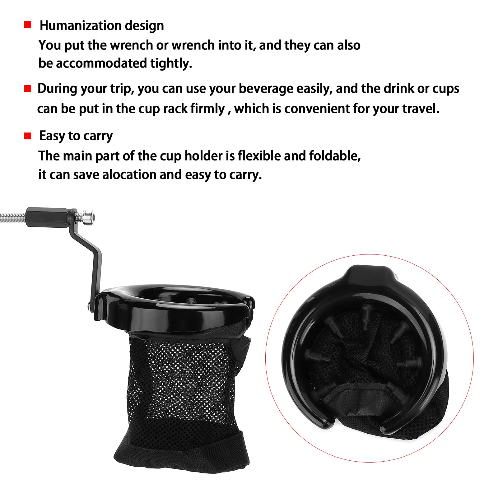 Portavasos de Motocicleta, Fydun Soporte para Beber Plegable Botellero Accesorio de Motocicleta Repuesto para Goldwing GL 1800 F6B(Negro)