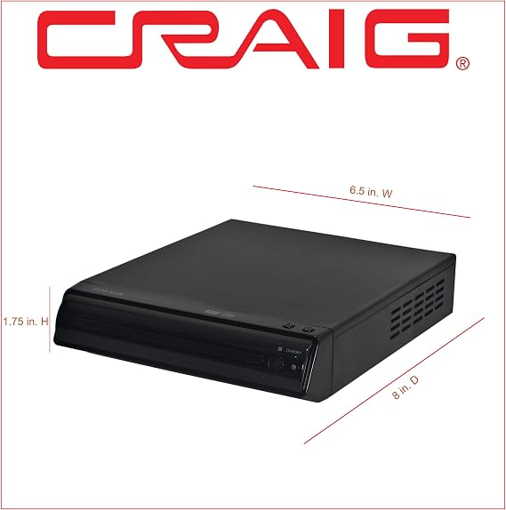 Craig Compact DVD/JPEG/CD-R/CD-RW/CD Player with Remote (CVD512a), NO HDMI Connection