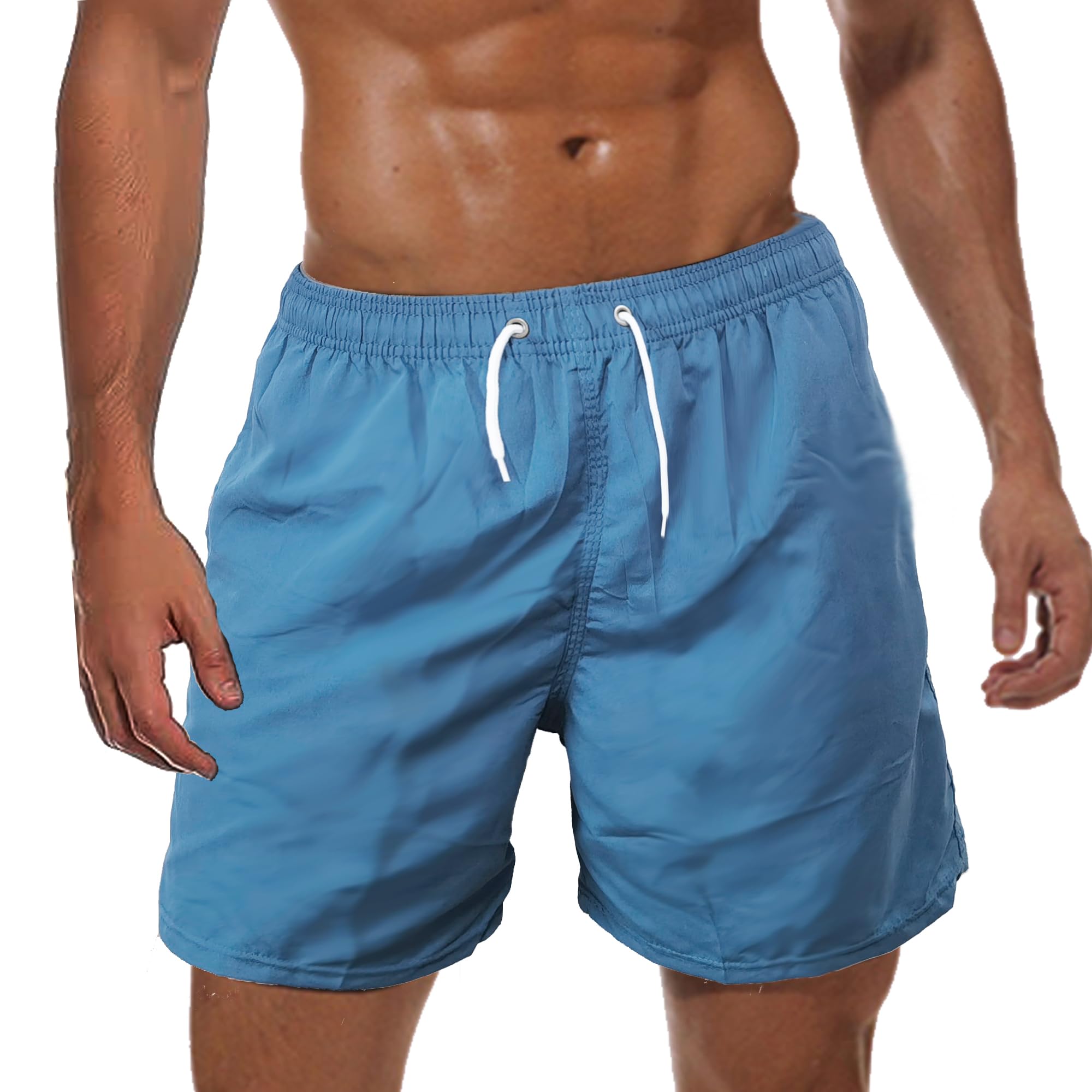 Sun Ora Men's Swim Trunks Quick Dry Swim Shorts,Mesh Layer Beach Swimming Board Shorts Casual Sports Lightweight Swimsuit with Mesh Pockets 5inch Light Blue 3XL