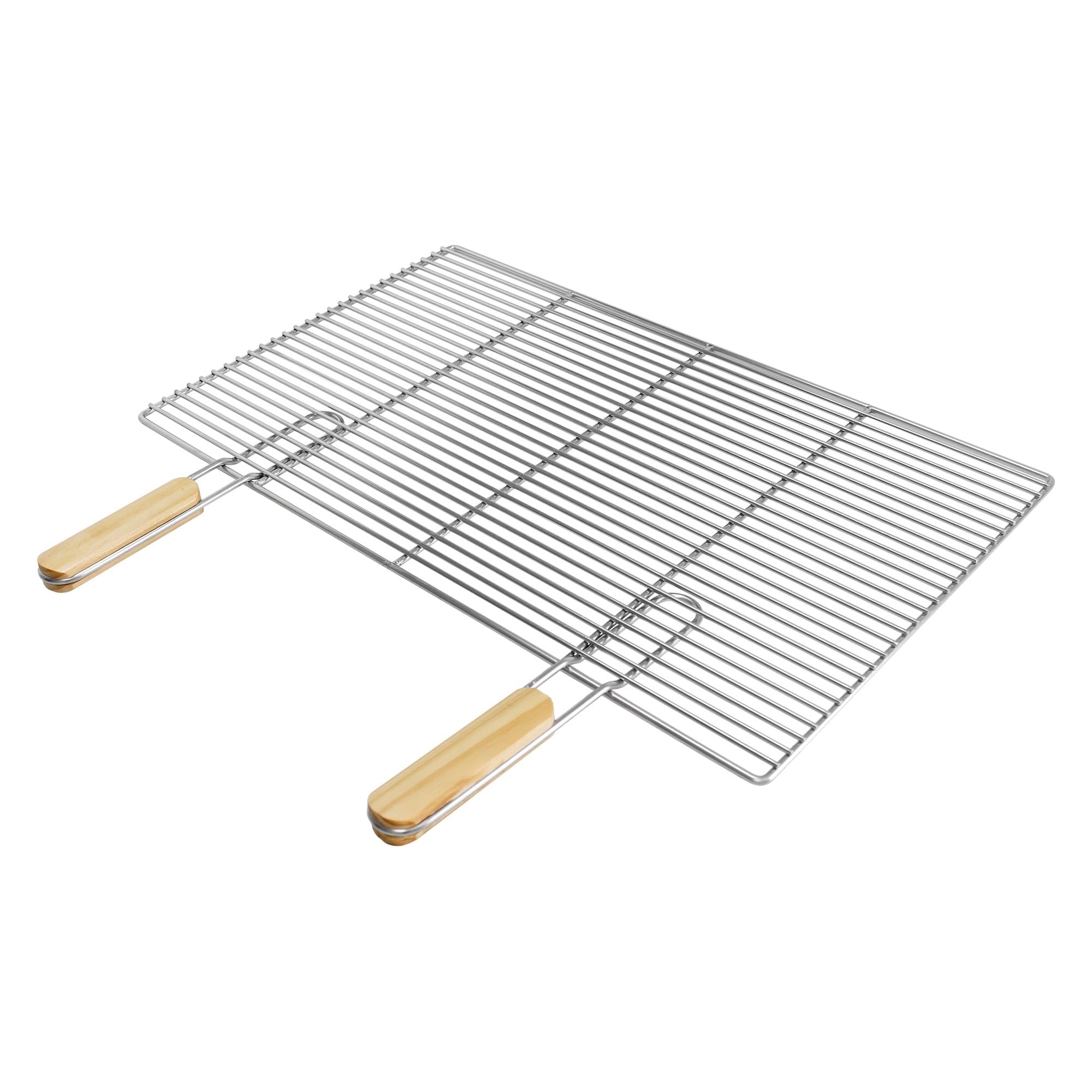 ECD Germany Griglia per Barbecue Acciaio Inossidabile 67 x 40 cm con Manici in Legno