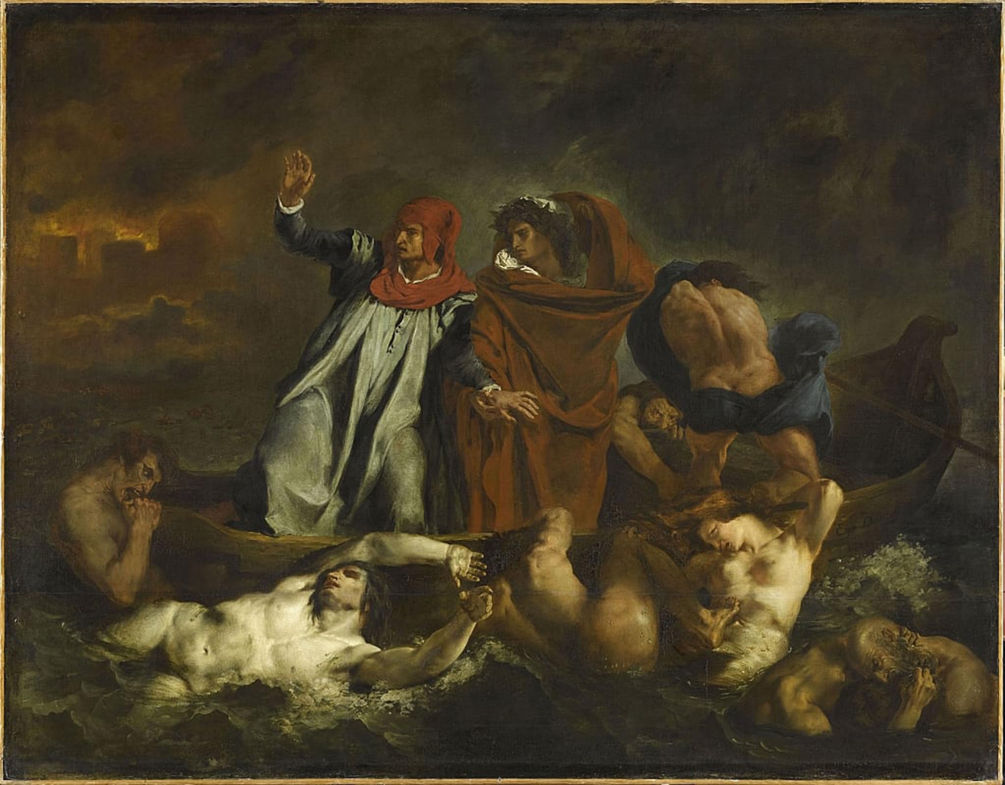 SERENDIPITP Abstract Painting Mural Print Picture Wall Decor Painting Dante and Virgil in Hell the Barque of Dante by Ferdinandeugene Delacroix Vintage Wall Artwork for Home Decor 60x90cm