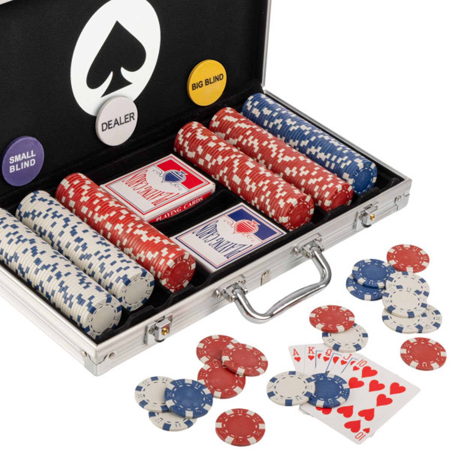 Poker Chip Set - 11.5g Poker Set with Cards, Buttons, Carrying Case, and  300 Poker Chips for Texas Hold'em and Blackjack Games by Trademark Poker :  Amazon.in: Toys & Games