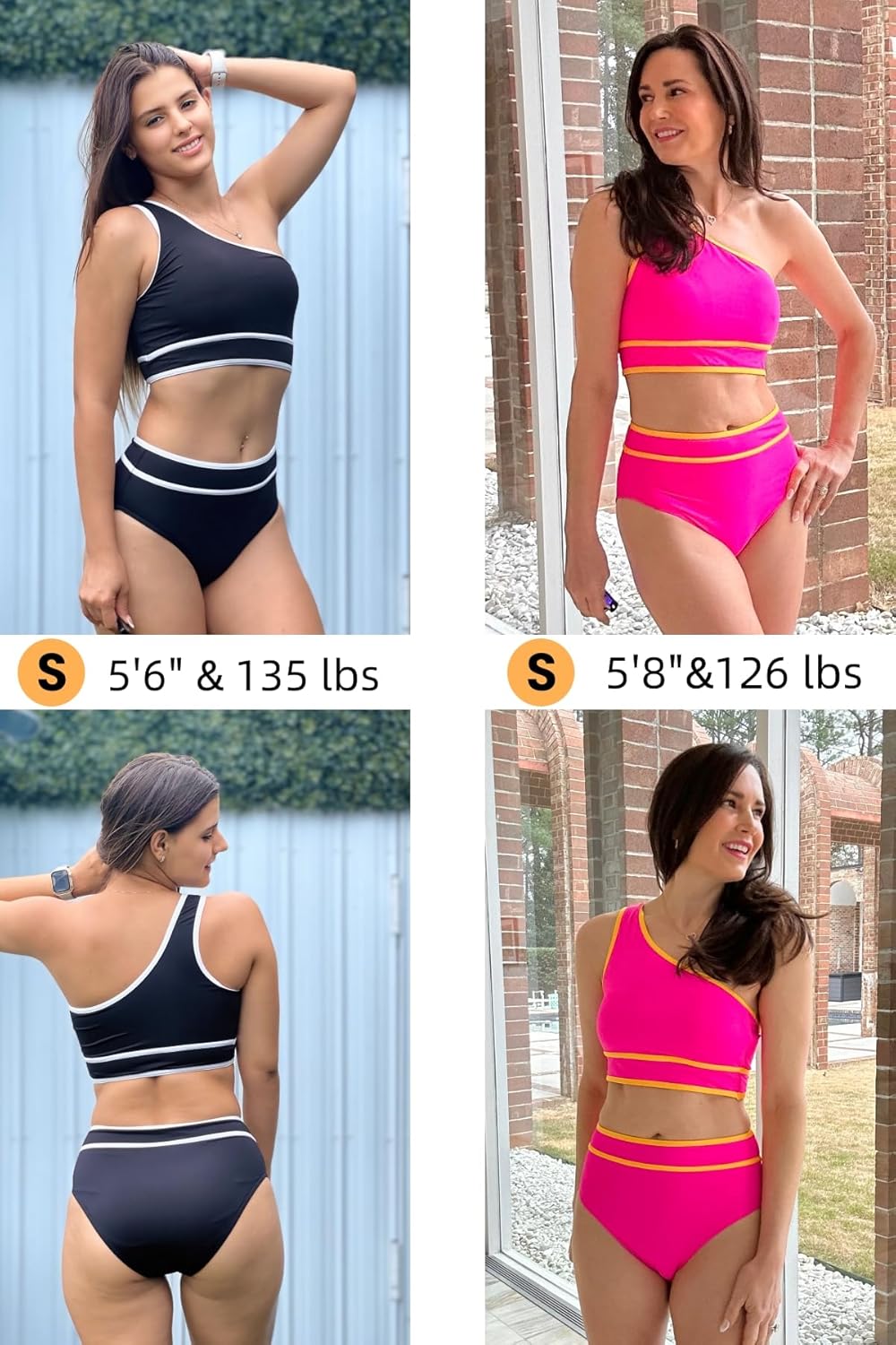 Holipick High Waisted Bikini Sets - One Shoulder Two Piece Swimsuits Tummy Control Contrast Trim Bathing Suits Sexy Beachwear - Image 5