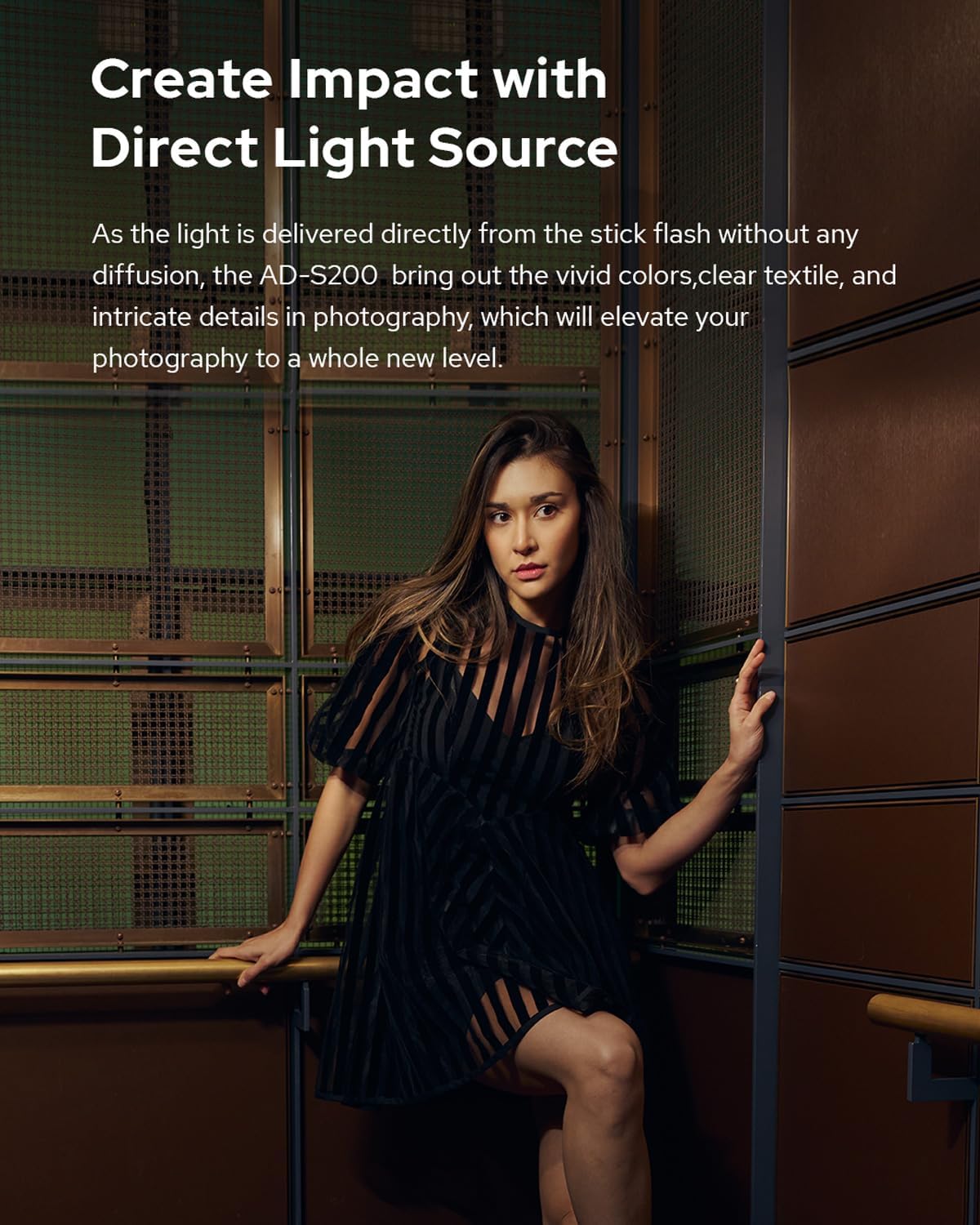 Godox AD-S200 Stick Flash Head 200W 5800K for AD200, AD200Pro and AD200Pro II Pocket Flashes with Barn Door, Carry Bag