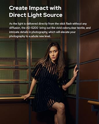 Godox AD200OPro II Accessories, Godox AD-S200 Stick Flash Head 200W 5800K for AD200, AD200Pro and AD200Pro II Pocket Flashes with Barn Door, Carry Bag