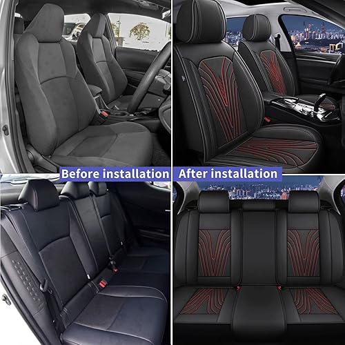 Miniatura 74 de Full Set Seat Covers Fit for 2003-2025 2026 Honda Civic LX,Sport,EX,EX-L,Touring,EX-T,Hybrid,LX-P,SE,LX-S,DX-VP,GX: Leather Ice Silk Waterproof