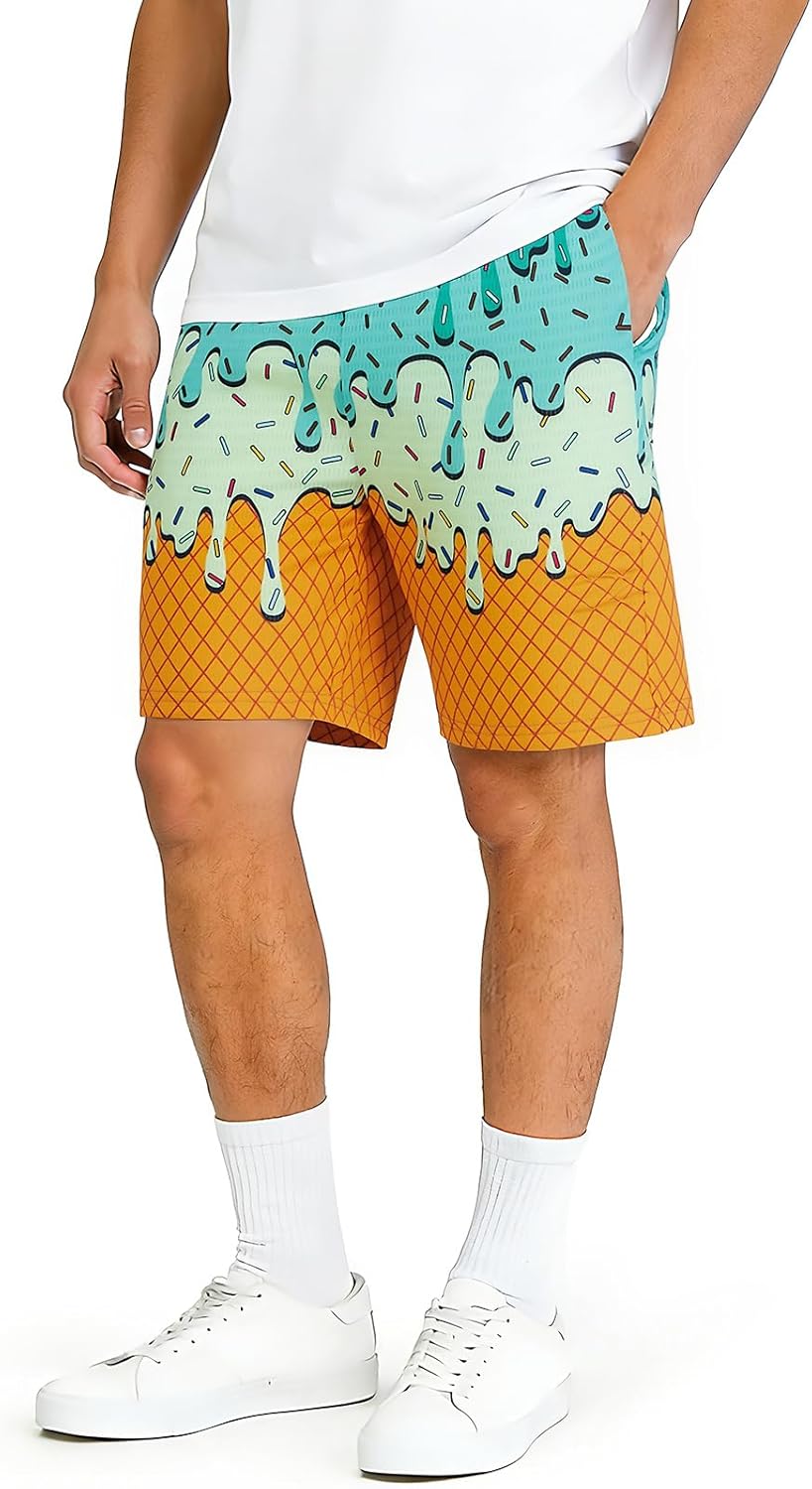 Cozople Men's Mesh Athletic Gym Shorts Graphic Quick Dry Workout Shorts for Basketball Running