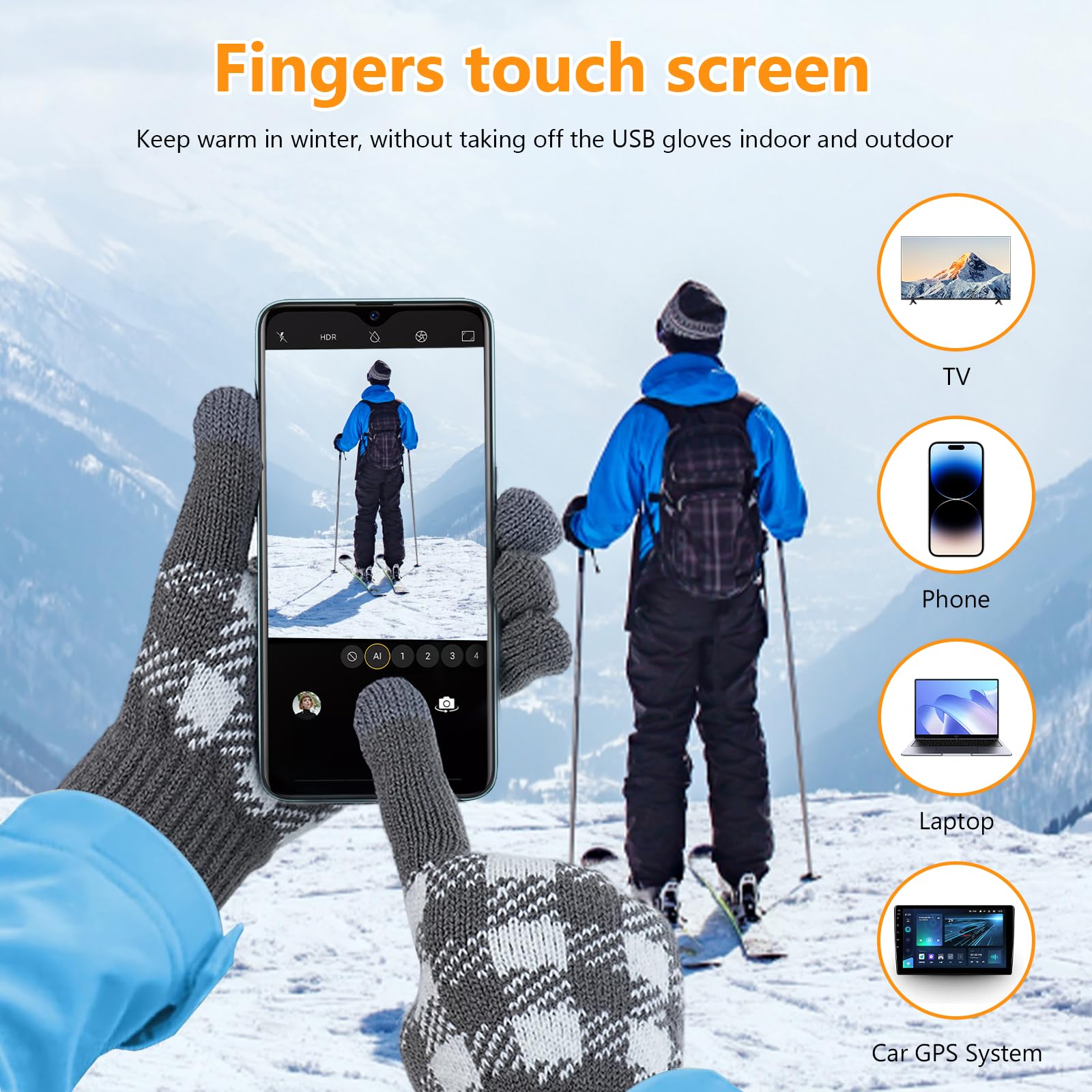 Shinkuro Gants Chauffants USB pour Femmes et Hommes, Chauffant Les Mains d'hiver, 3 Températures Réglables Gants Chauffe Mains pour Intérieur Extérieur, Gants d'ordinateur Portable