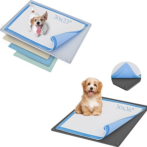 Skywin Bandeja para almohadillas para cachorros de 30 x 23 pulgadas (gris) + 30 x 36 pulgadas (gris) Silicona, soporte para almohadilla de orina