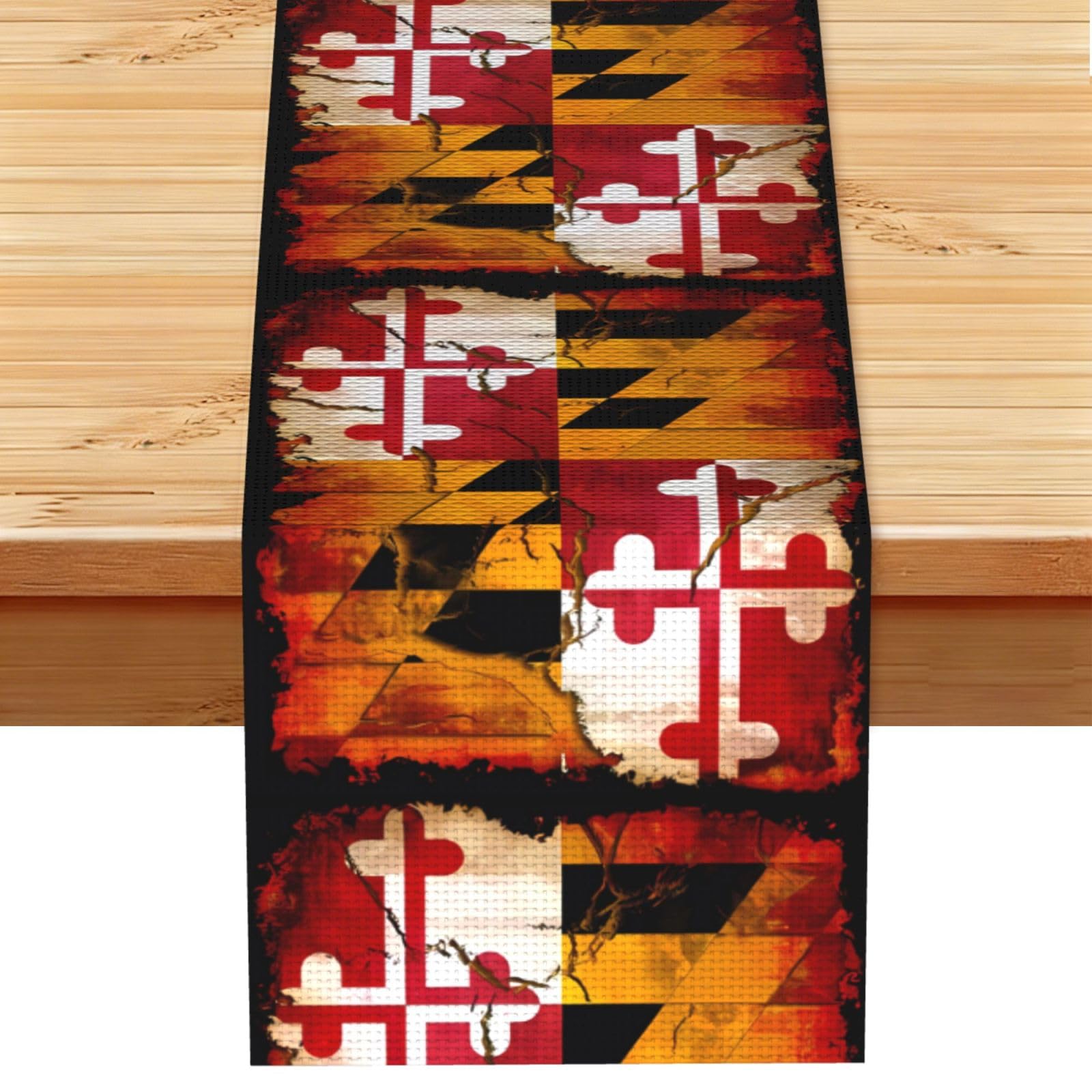 vintage wooden maryland flag Table Runner 13x72 Inch Dining Decor