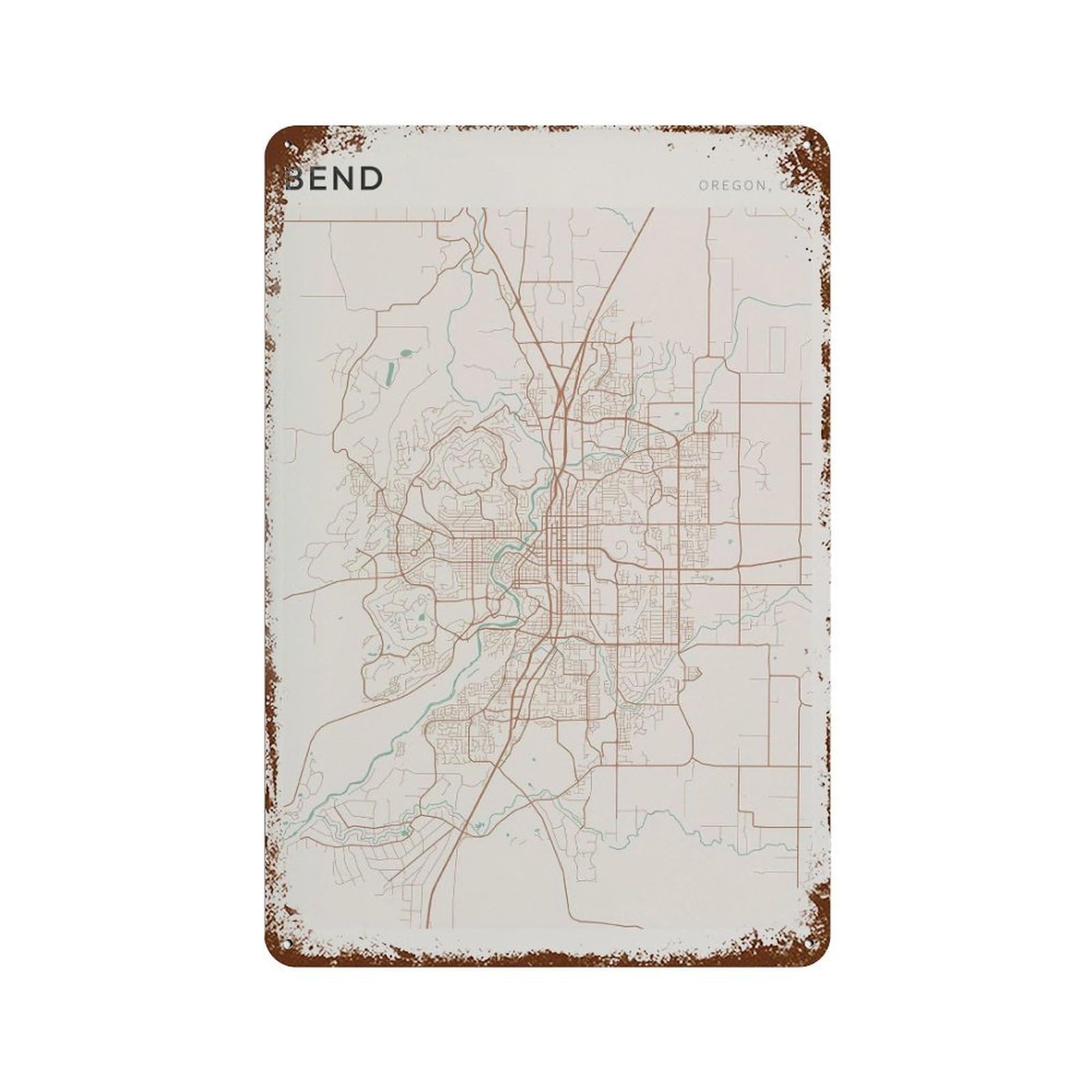 xiaoxiaoshen Bend Map Oregon Travel Gift Farmhouse Decor (2) Wall Decor Art Metal Tin Poster Modern Home Decor Art Home Bar Shop Decorations Vintage Sign 30x20cm