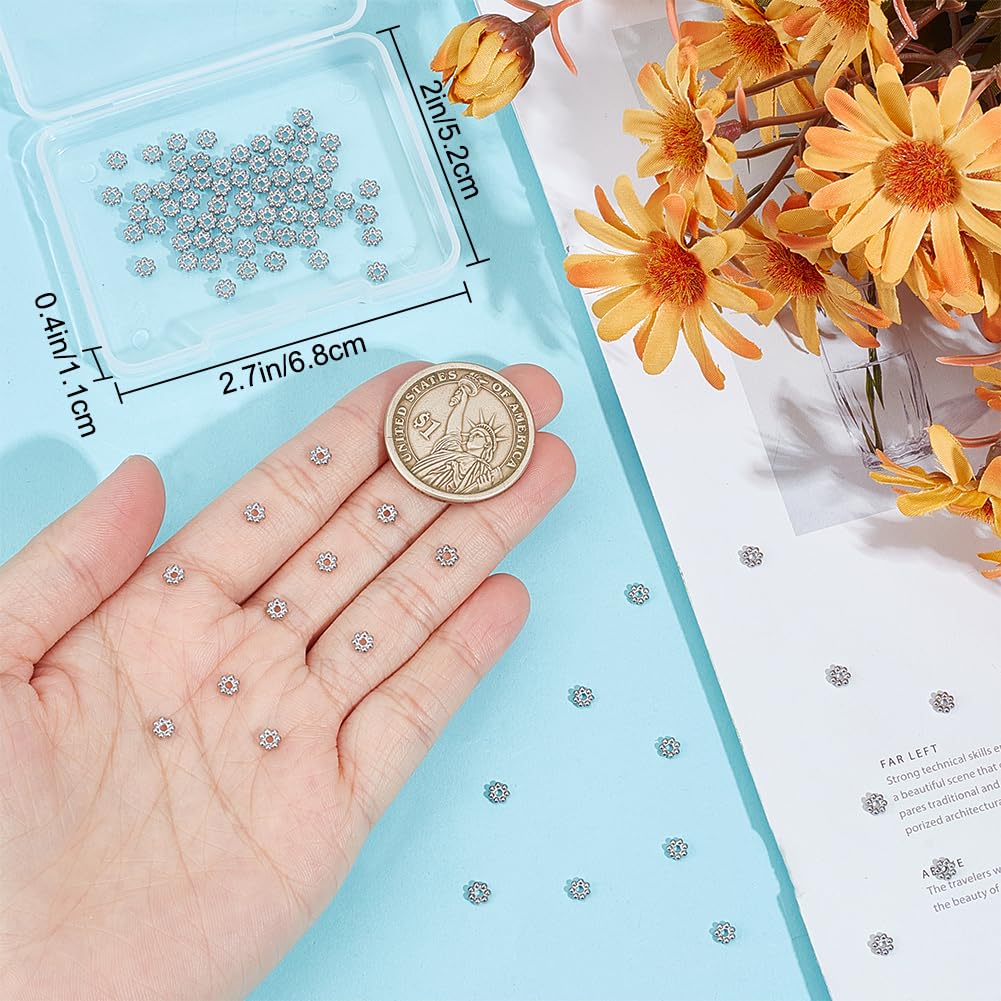 Beebeecraft Blumen Abstandsperlen 80 Stück - Sterling Silber Plattiert Für Schmuckherstellung