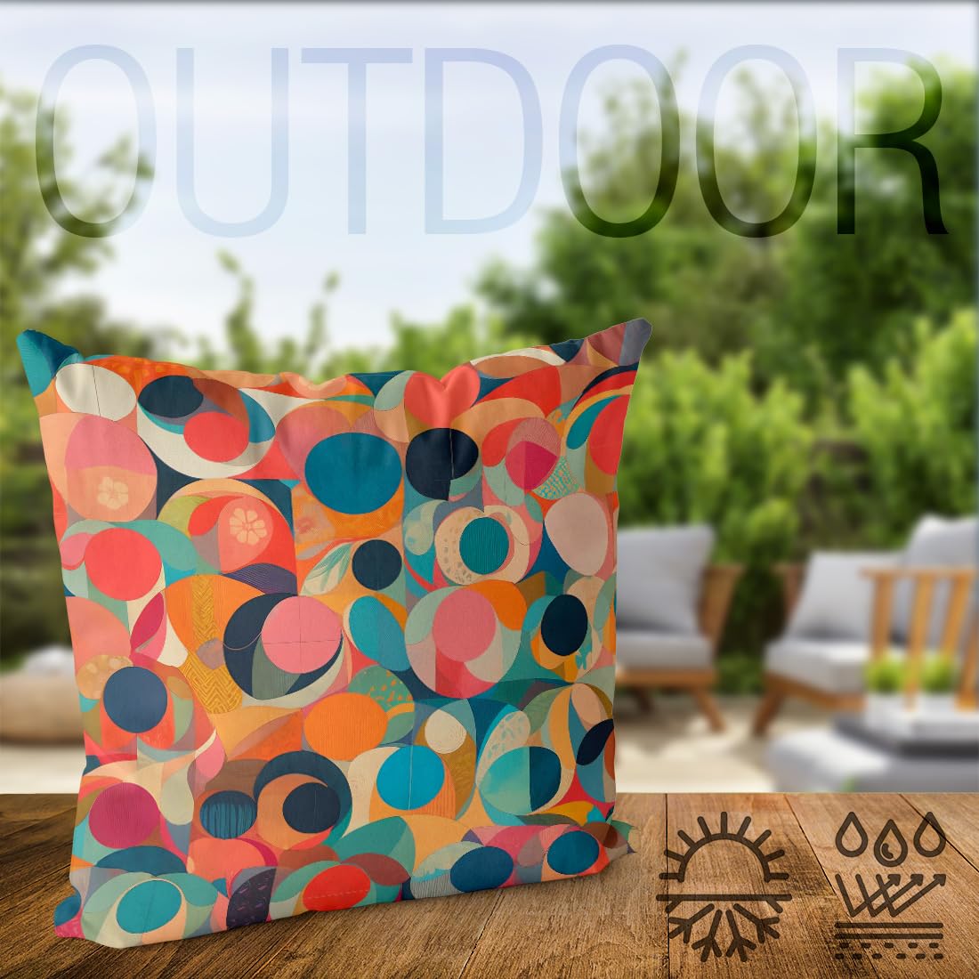 VOID Pop Art Kreise Bunt Farben Kissenbezug Kissenhülle Sofa Couch Wohnzimmer Dekoration wasserfest Outdoor Garten Kissen bezug deko, Kissen Größe:40 x 40 cm Küche, Haushalt & Wohnen