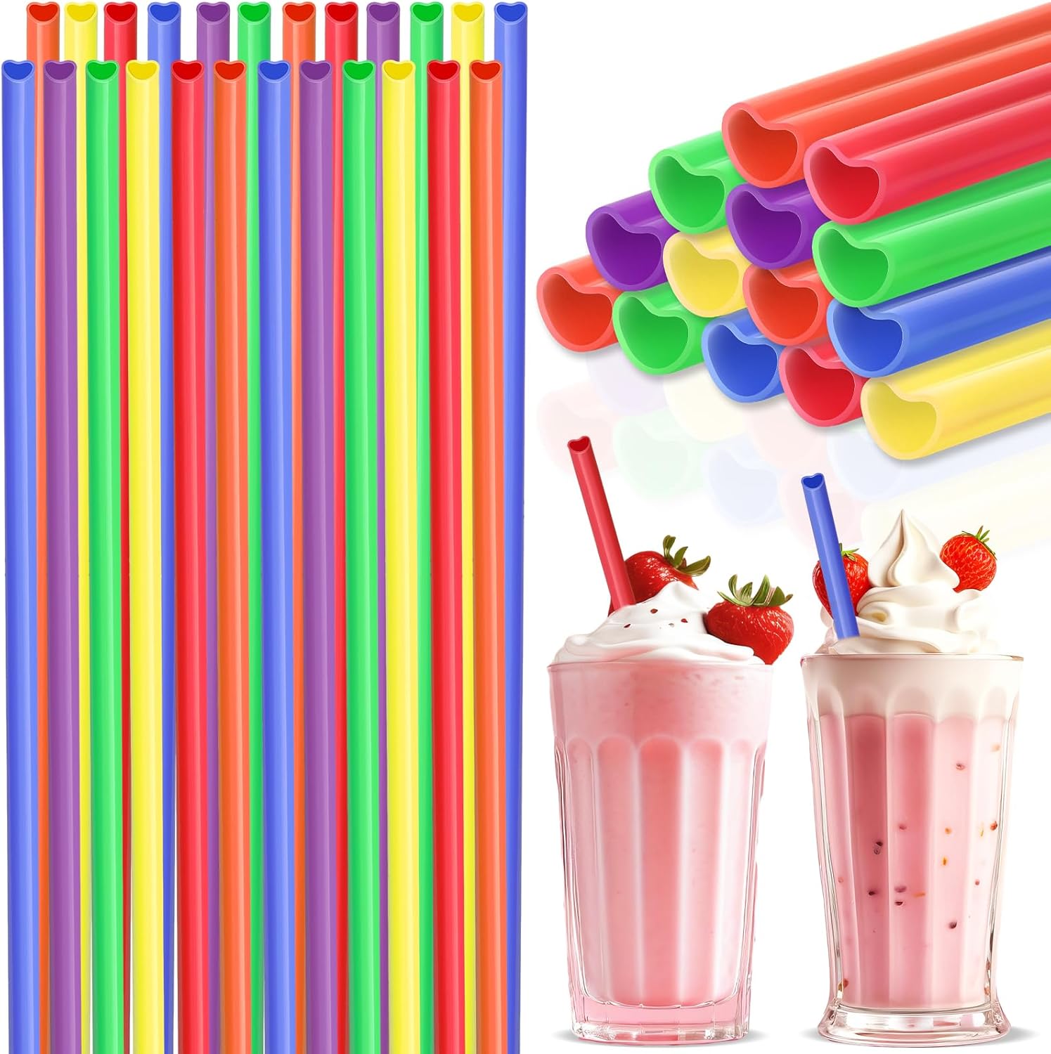 Amazon.com: Layhit 300 Pieces Valentine's Day Heart Straws Heart Shaped ...