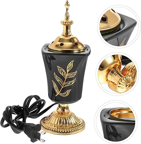 Miniatura 4 de PartyKindom Quemador de incienso eléctrico con diseño de Oriente Medio, soporte de incienso aromático enchufable para yoga, spa, decoración del
