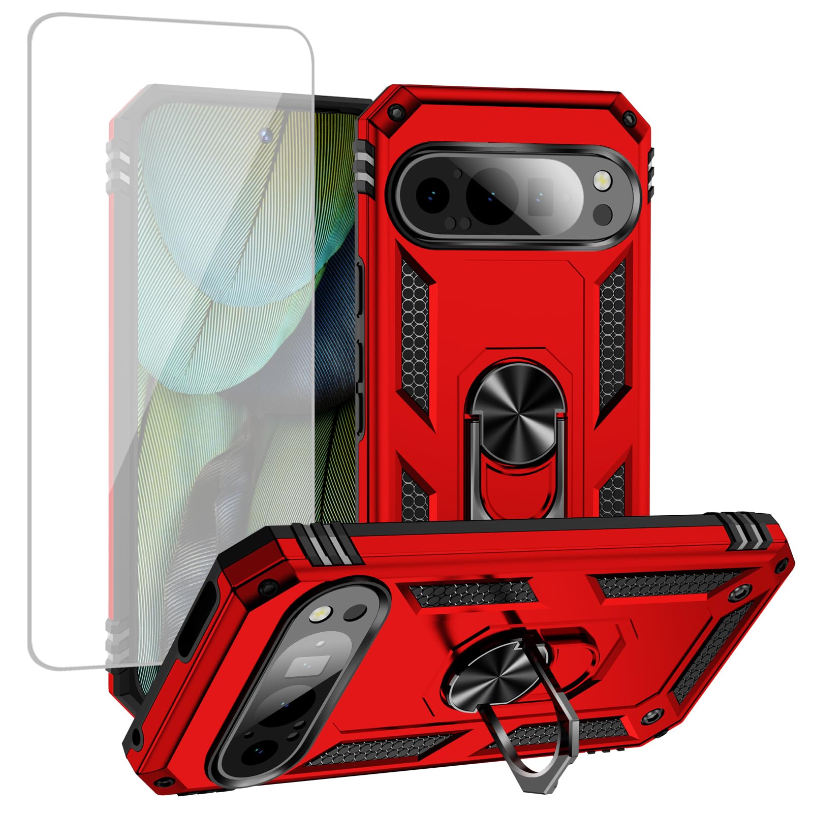 Coque Pixel 9 Pro magnétique rouge G2YBB évitant rayures et casses - 8