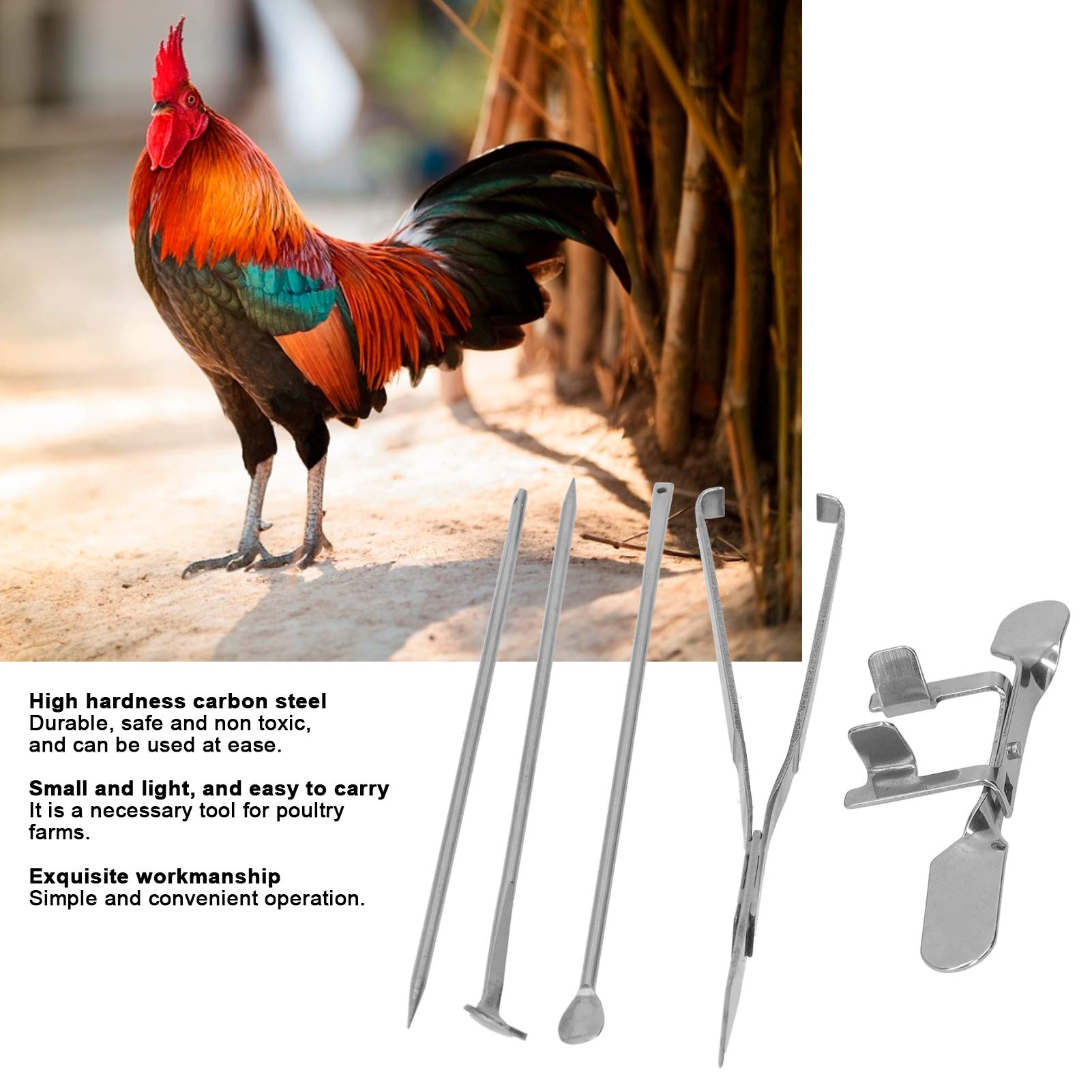 Chicken Capon Kit, Capon Knife Tool Set for Poultry Farms, Durable Carbon Steel Construction