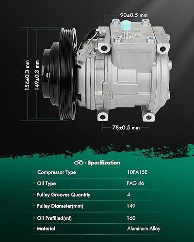 Miniatura 8 de SCITOO Compresor de CA para 1989-1997 Compatible para Geo Prizm para Toyota Corolla 1.6L