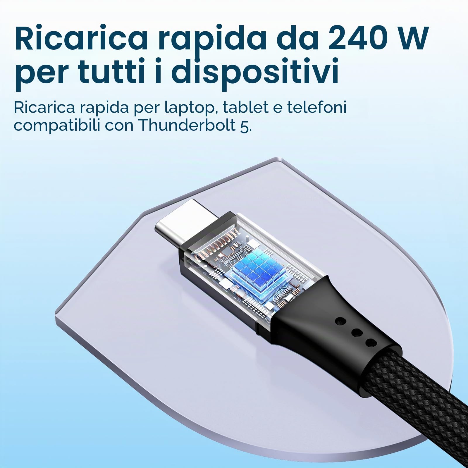 MMOBIEL 80Gbps per il Cavo Thunderbolt 5 Cavo Intrecciato da USB-C a USB-C Video 1m - Aumento della Larghezza di Banda 120Gbps, Ricarica 240W per iPhone 17/16/15, Thunderbolt 5/4/3, USB4 – Nero