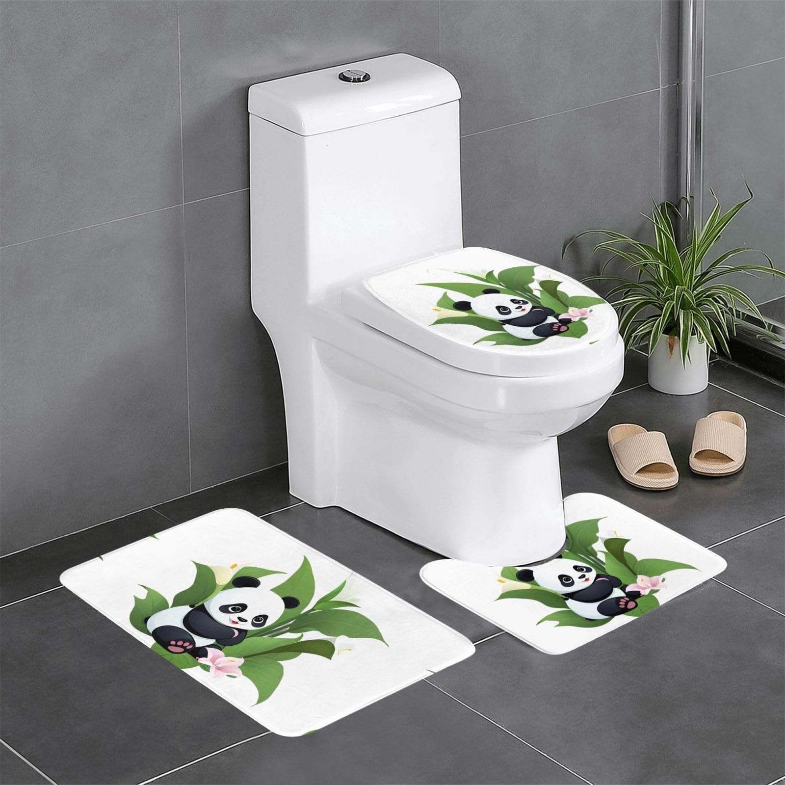 Tapis de salle de bain 61 x 40,6 cm rectangulaire U et O à motif panda de WHJDPP
