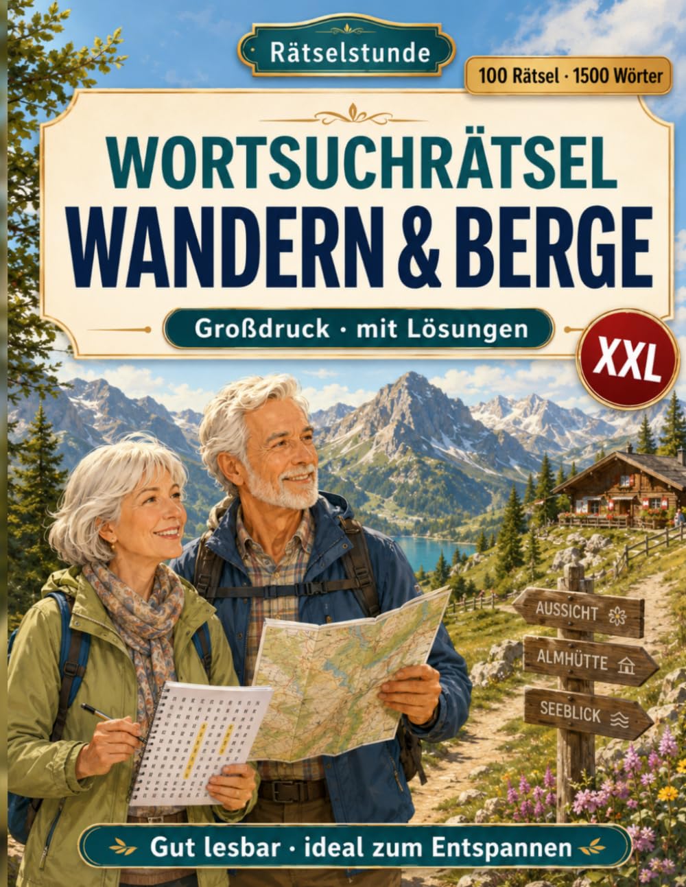 Wortsuchrätsel Wandern & Berge: 100 Themenrätsel mit Lösungen – Großdruck (Rätselstunde)