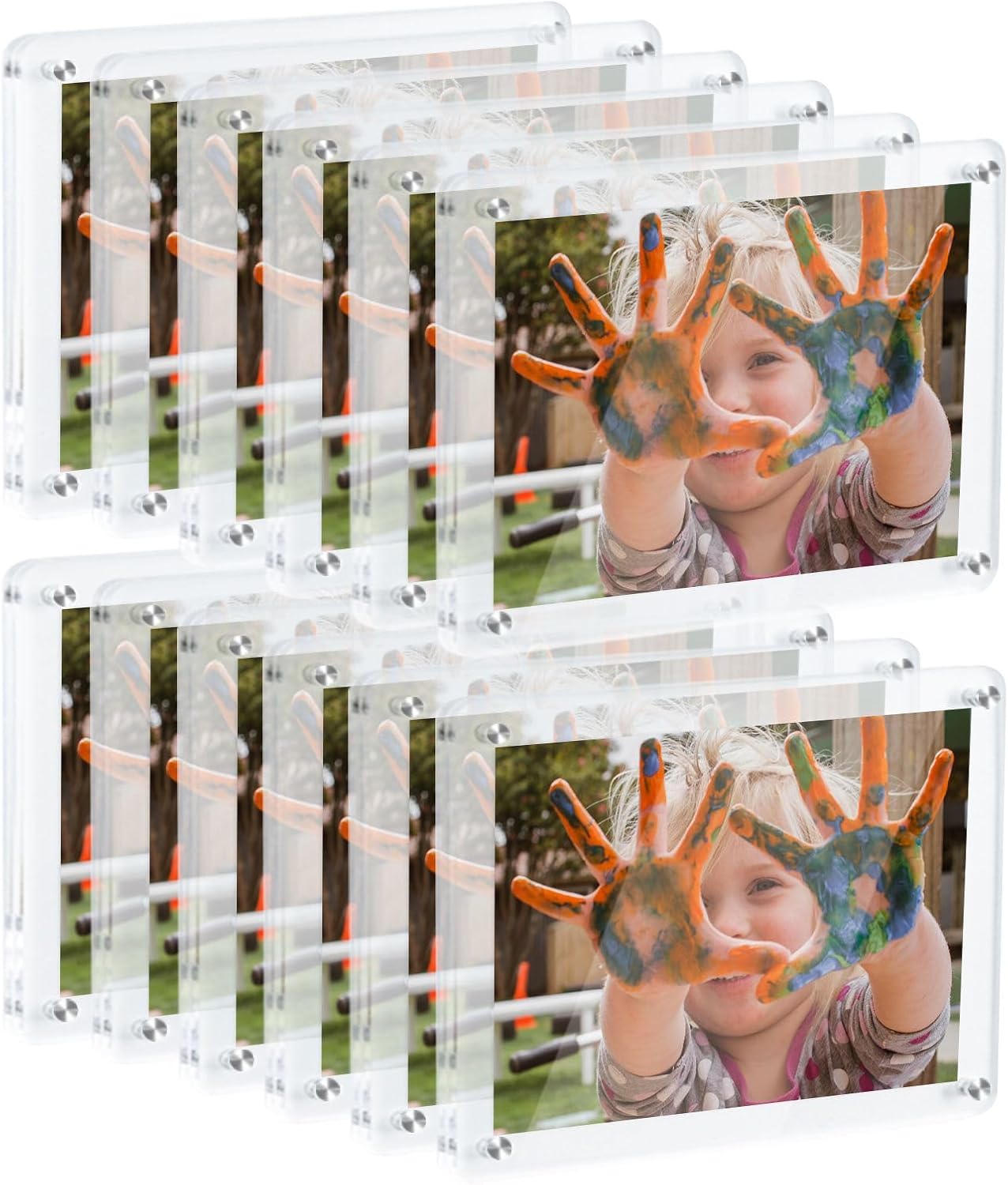 Acrylic Fridge Magnetic Frame Double Sided Clear Fridge Magnetic Picture Frame Magnetic Refrigerator Photo Frame for Locker Cubicle Display Children Artworks Schedules (Clear 8 * 11inch 2PCS)