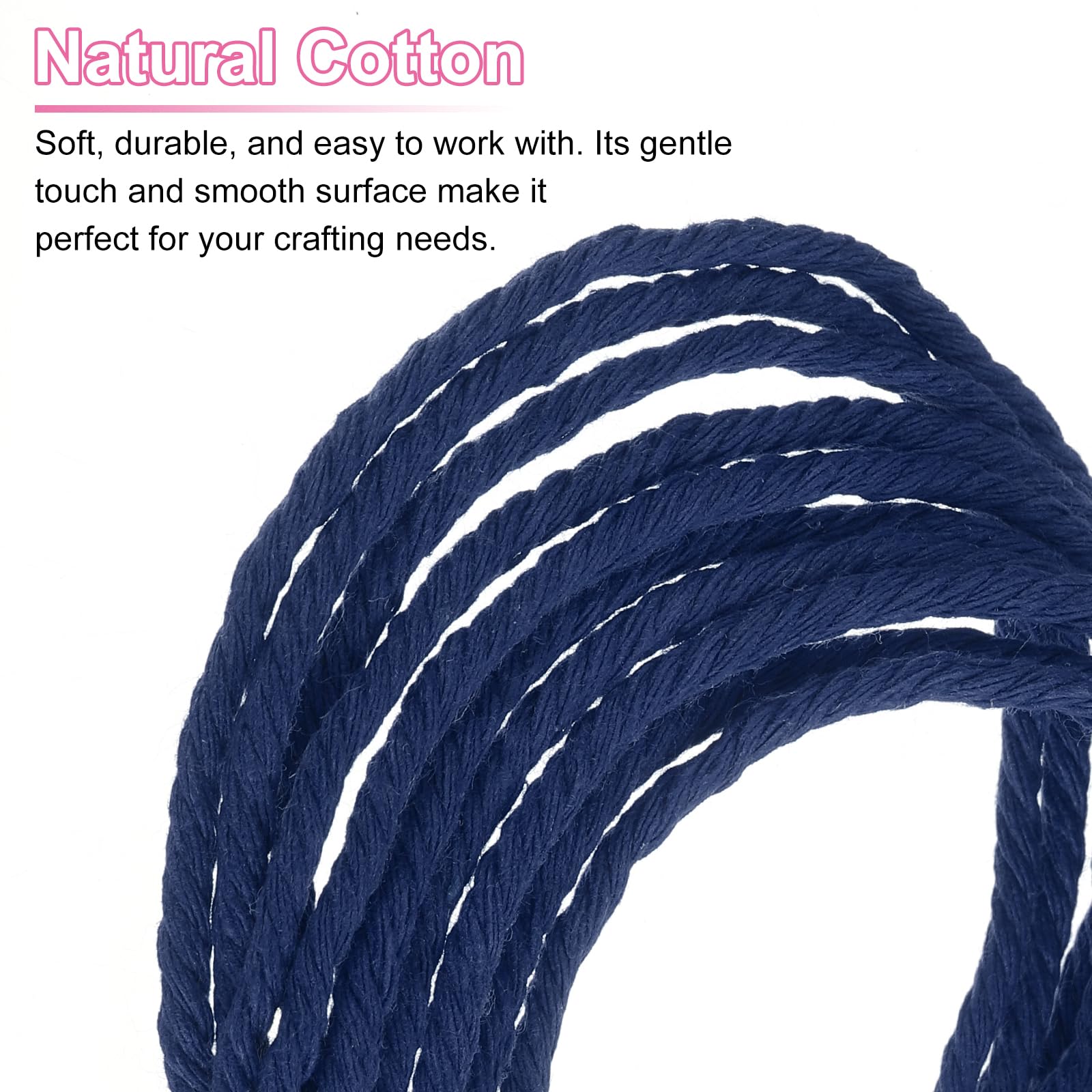 QUARKZMAN 4 Capi Cordino Macramé Naturale 3mm x 328 Iarde Blu Navy