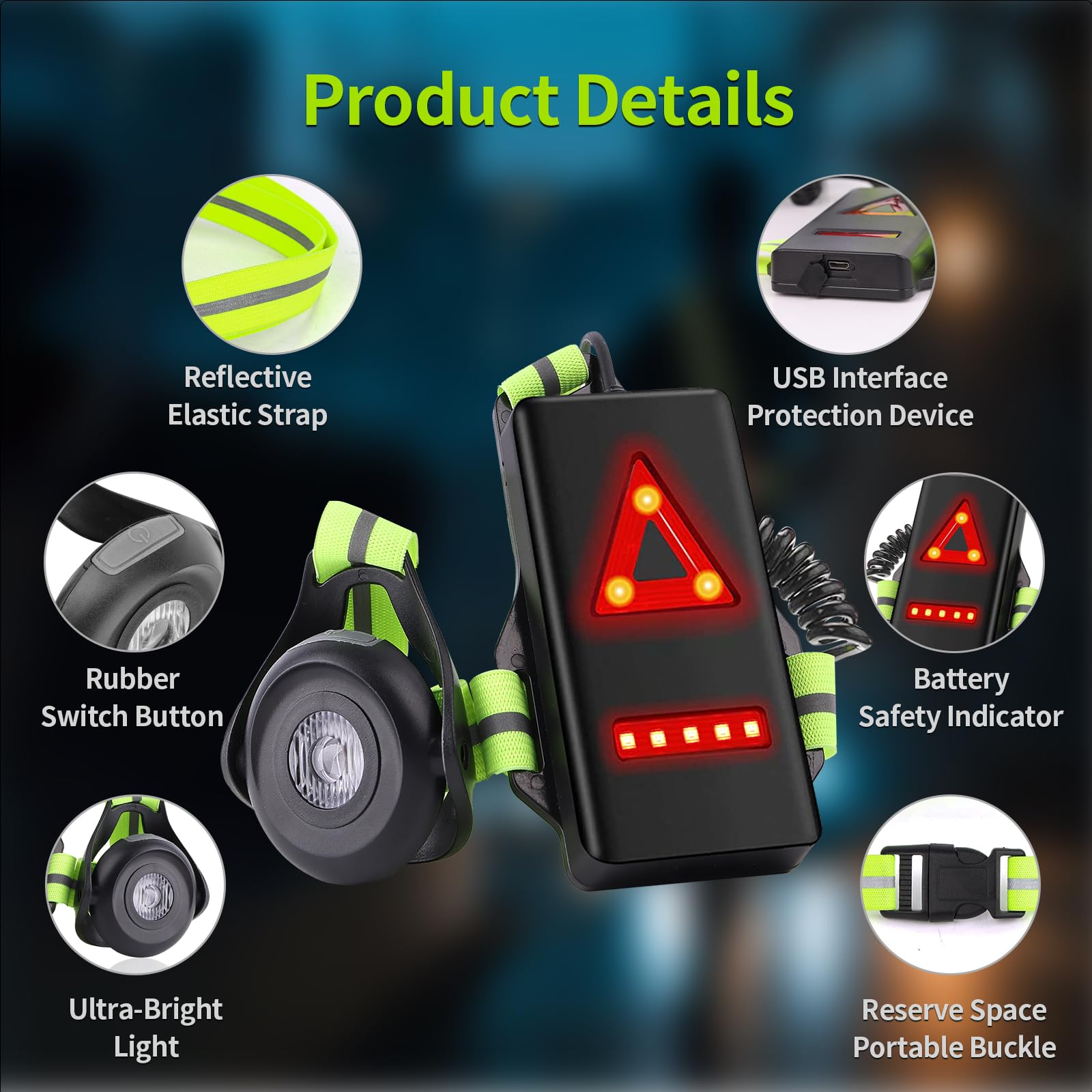 Joltix Luce Running,Luce Corsa Ricaricabile USB, 90°Luce Regolabile da Corsa,500 Lumen, Professionale Lampada Corsa con Nastro Riflettente per Jogging, Campeggio, Sport all'Aria Aperta