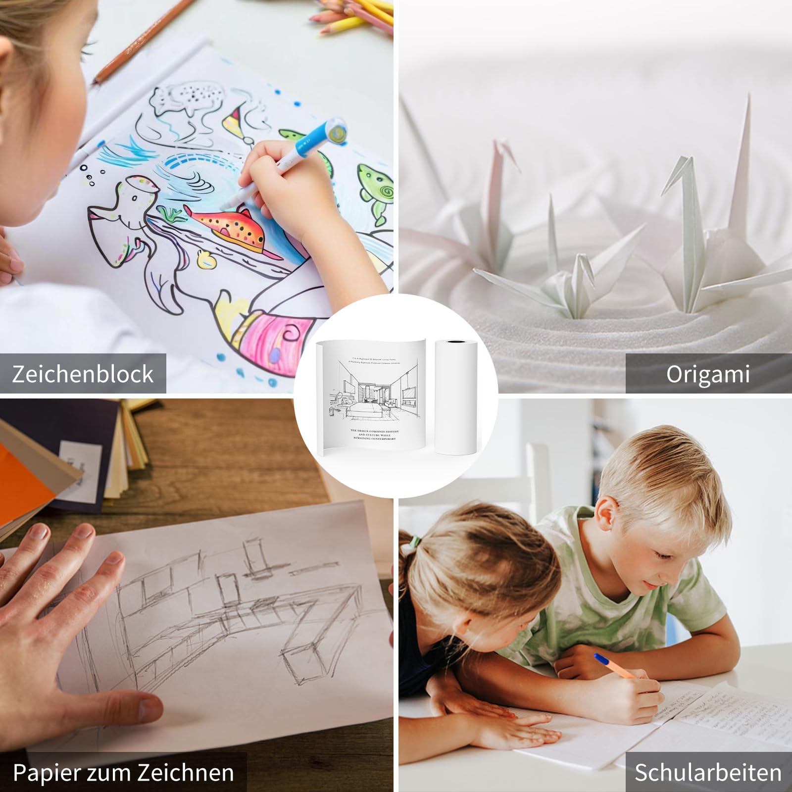 NefLaca Rollo de papel de dibujo blanco, 61 cm x 45,72 m, rollo de papel para pintar, dibujar o dibujar, rollo de bocetos, manualidades, papel de colorear para estudiantes (2)