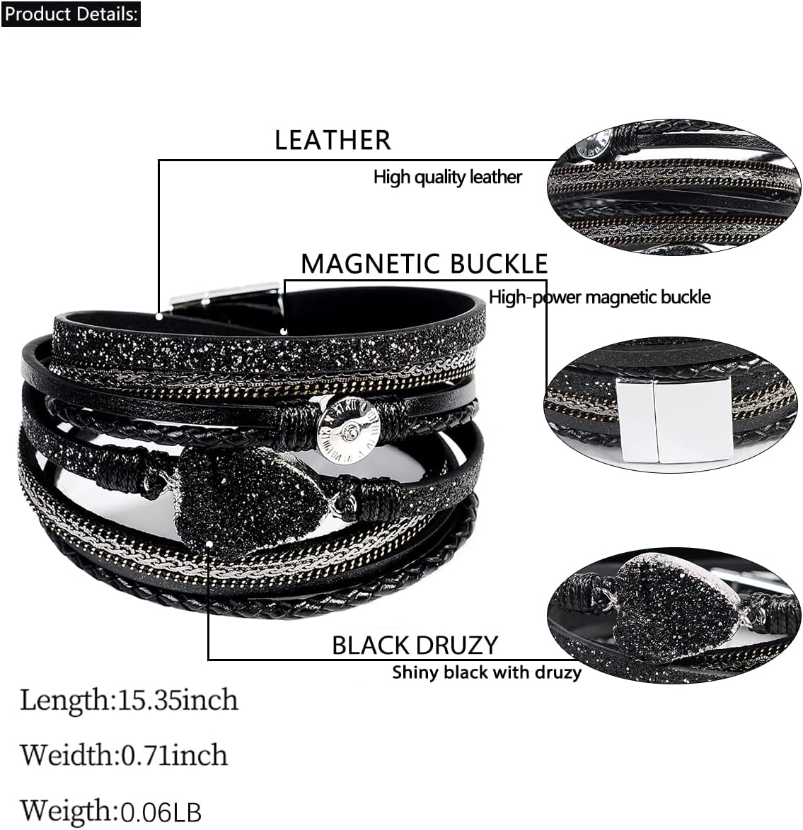 Artilady Leather Wrap Bracelets for Women - Pearl Bracelets Handmade Clasp Bangle Bracelet with Beads Jewelry Gift for Women and Mother - Image 5