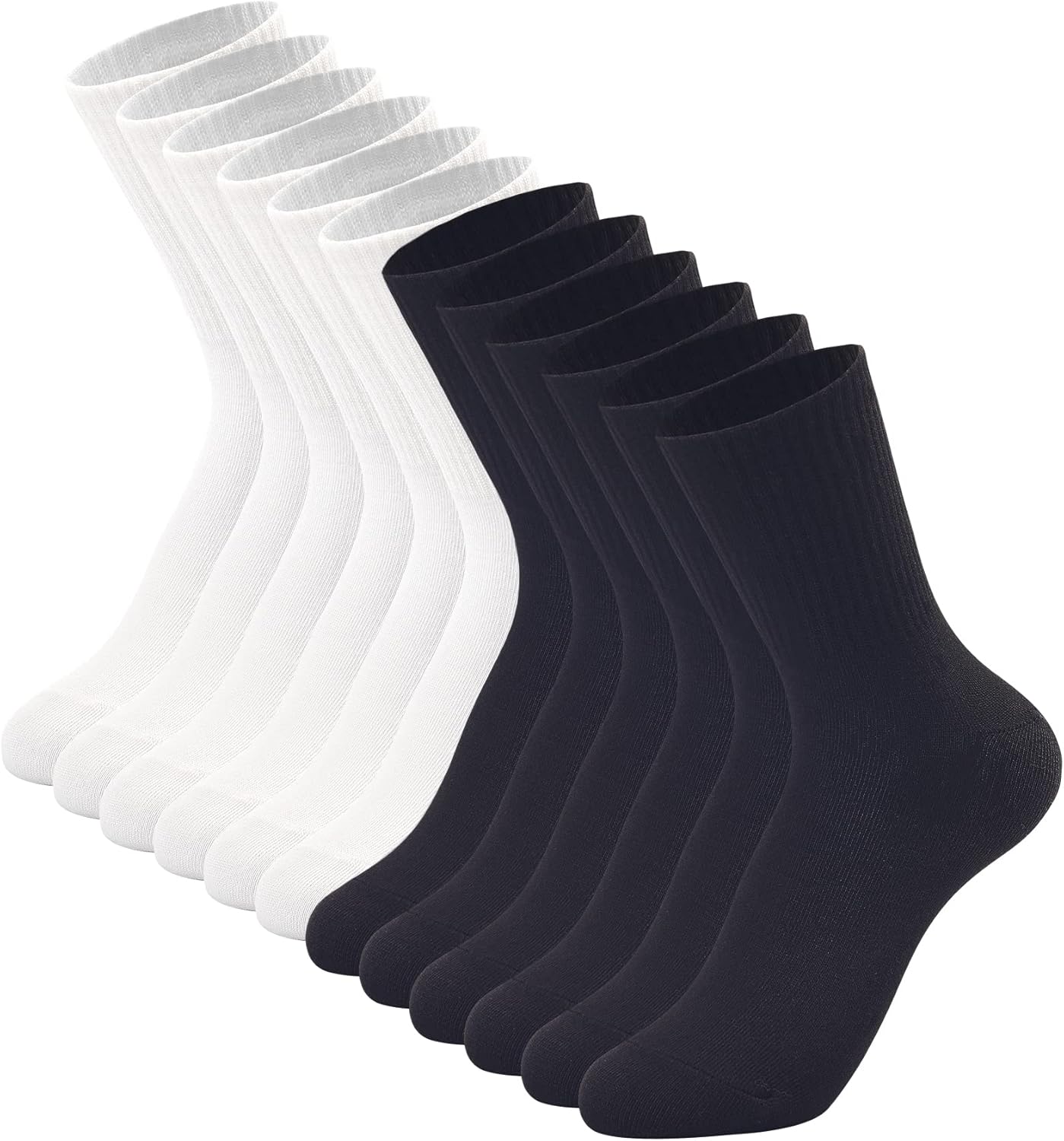 DOKUTOKU 3-12 Pack Womens Dress Socks Size 6-9 LightWeight Thin Casual Crew Calf Socks