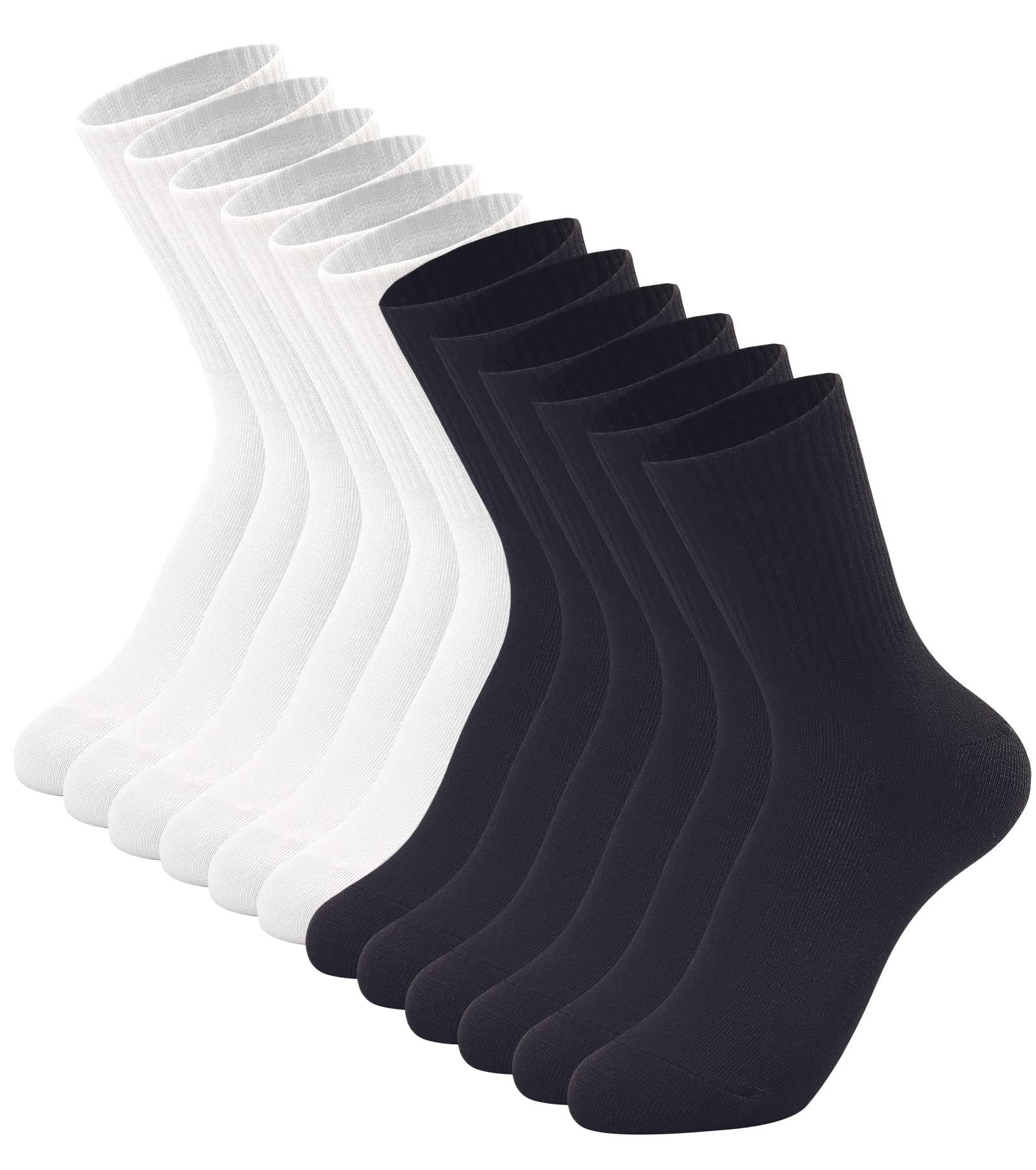 Dbhgvsda 6 Pairs Womens Crew Socks Size 6-9 LightWeight Thin Casual Calf Socks（3black /3white）