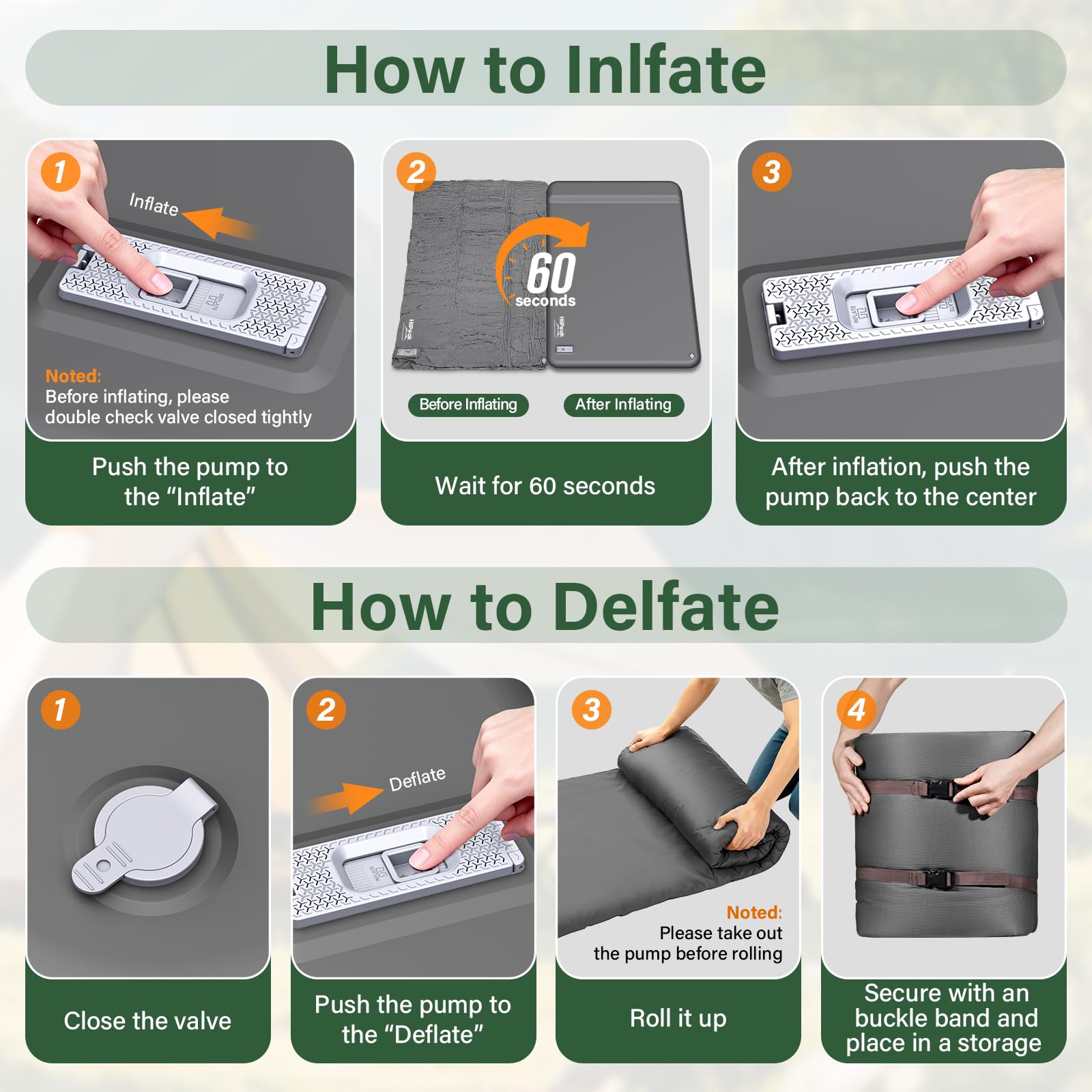 HiiPeak Colchón Inflable de Camping para 2 Personas con Bomba Eléctrica Integrada, R-Value 9,5 Invierno y 4 Estaciones, Colchoneta Aislante con Espuma y Almohada para Senderismo y Tienda