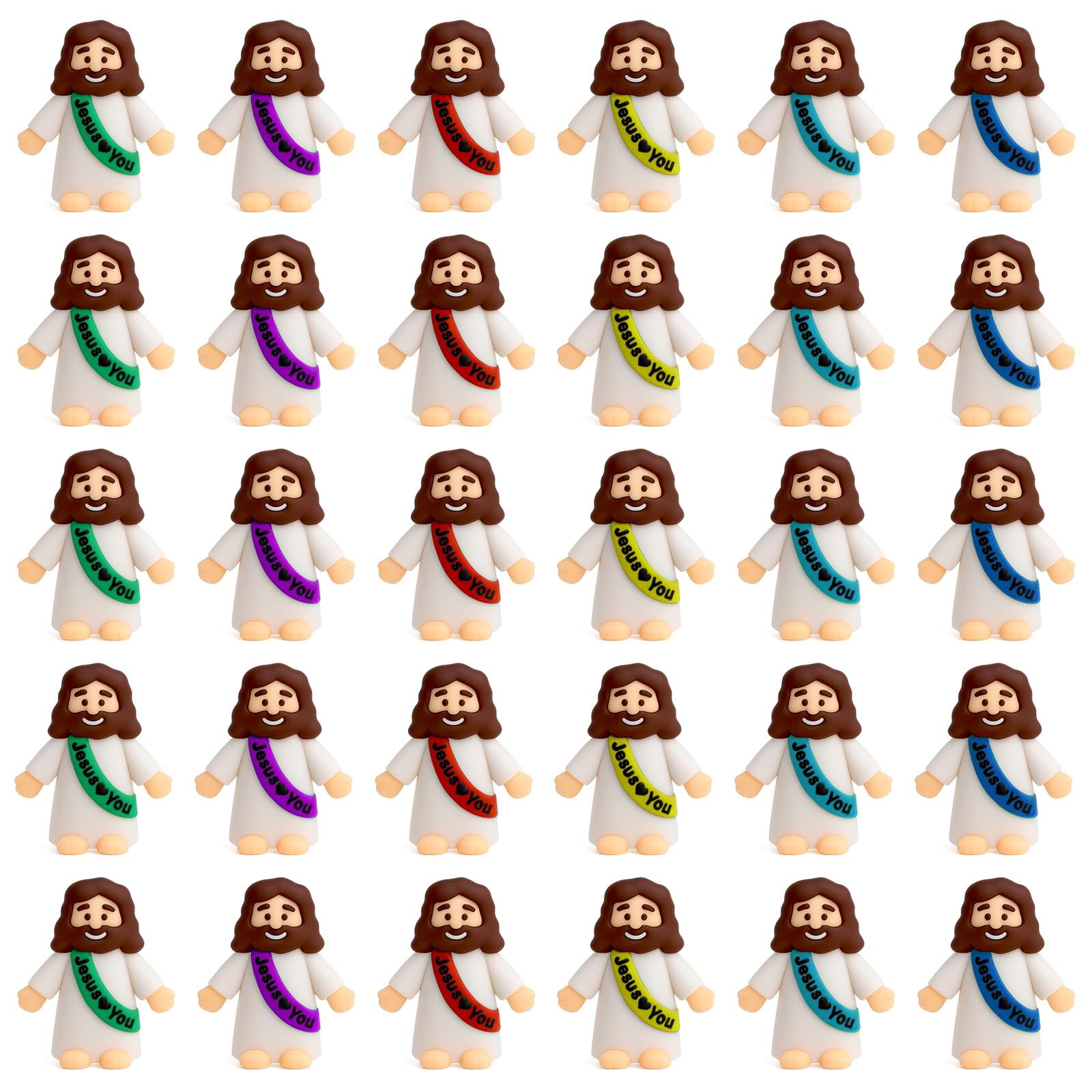 Mini figuras de Jesús, Set multicolor 6 colores 30 piezas para decoración religiosa, regalo cristiano