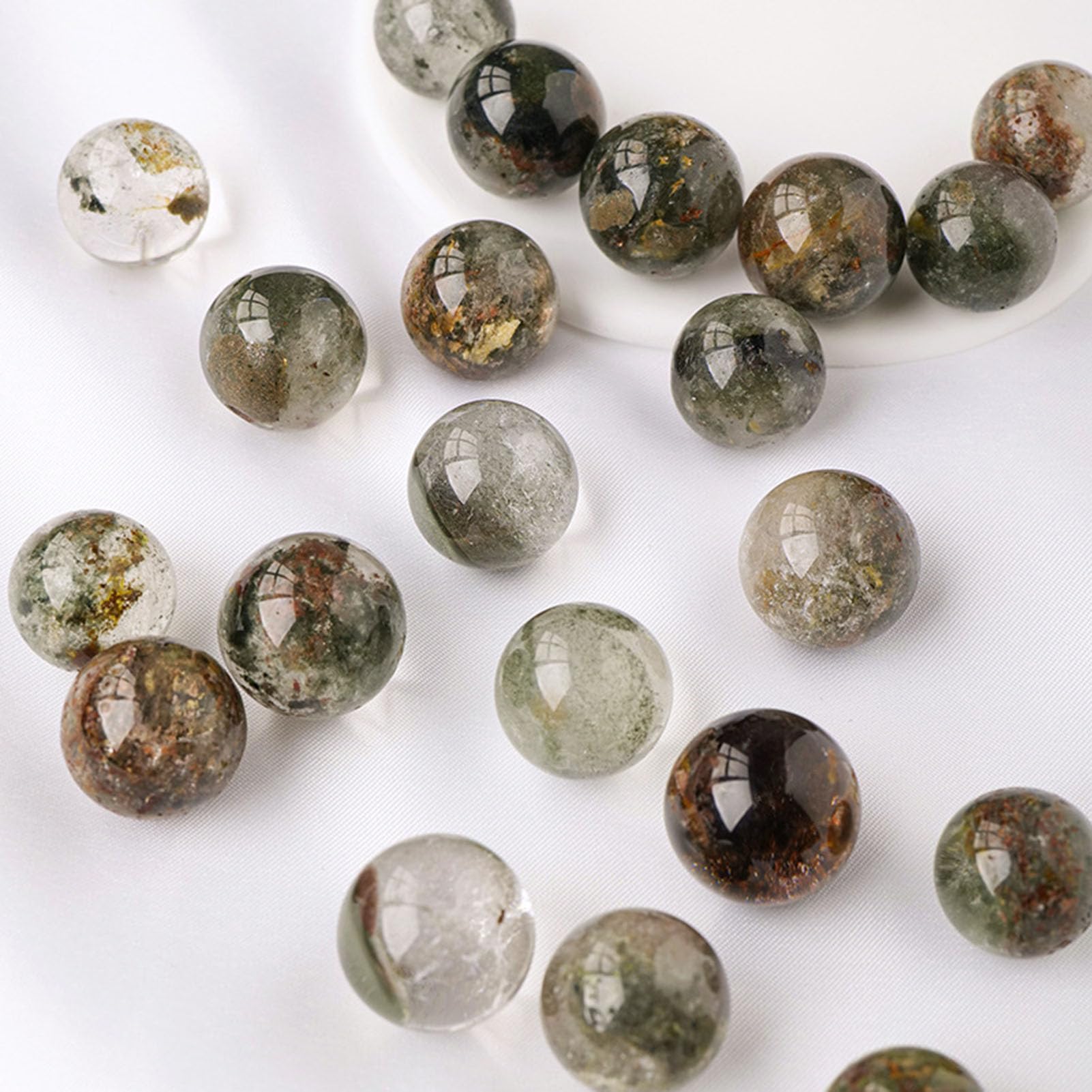 Sphère de Cristal fantôme Vert Naturel 18-20 mm, Boule de Pierres précieuses de guérison pour la prospérité, la Croissance de carrière, la méditation, Le Feng Shui, l'équilibrage