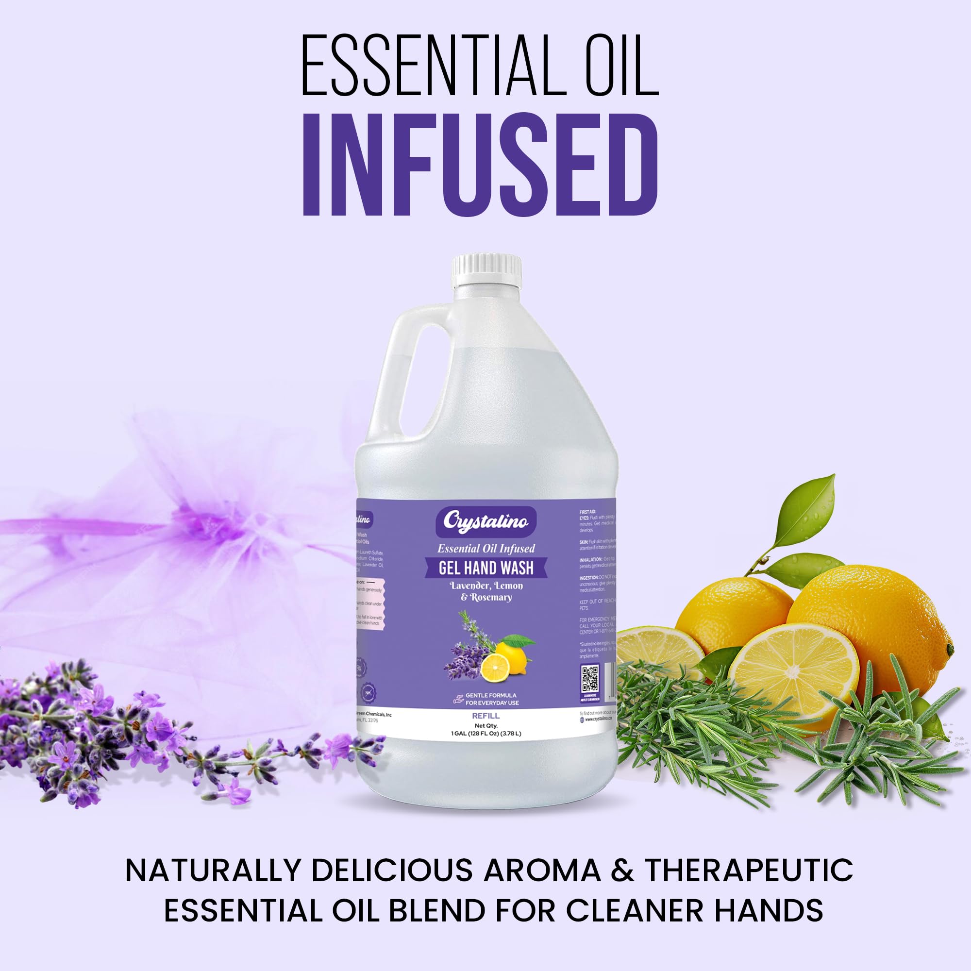 Sapone liquido per le mani con olio essenziale di lavanda, ricarica da 3,8 litri, non tossico, per bagno, non antibatterico