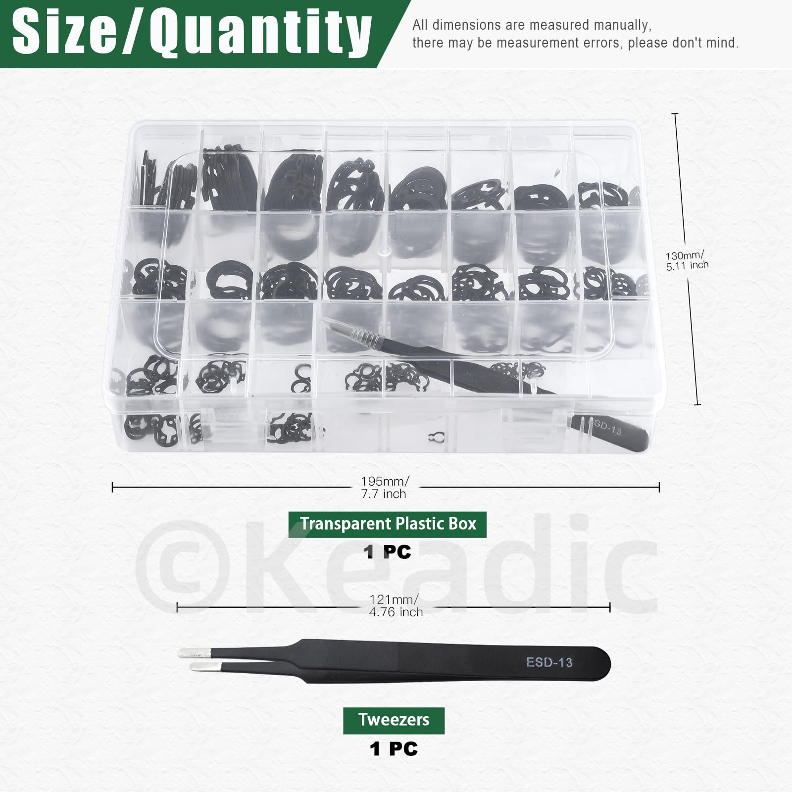 C-Clips Retaining Rings Kit - 266 Pcs Sizes M4-M28 -3 C-Clips Retaining Rings Kit - 266 Pcs Sizes M4-M28 -3
