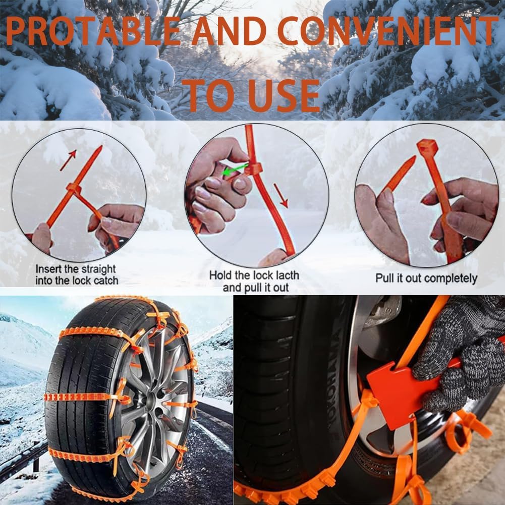 Zip Tie Snow Chains, Upgraded Dual Teeth Car Winter Snow Zip Ties for Car Tires,Universal Reusable Anti-skid Nylon Tire Chains, Tire Traction Straps, Safe and Non-slip for Pickup Trucks Suv (30)