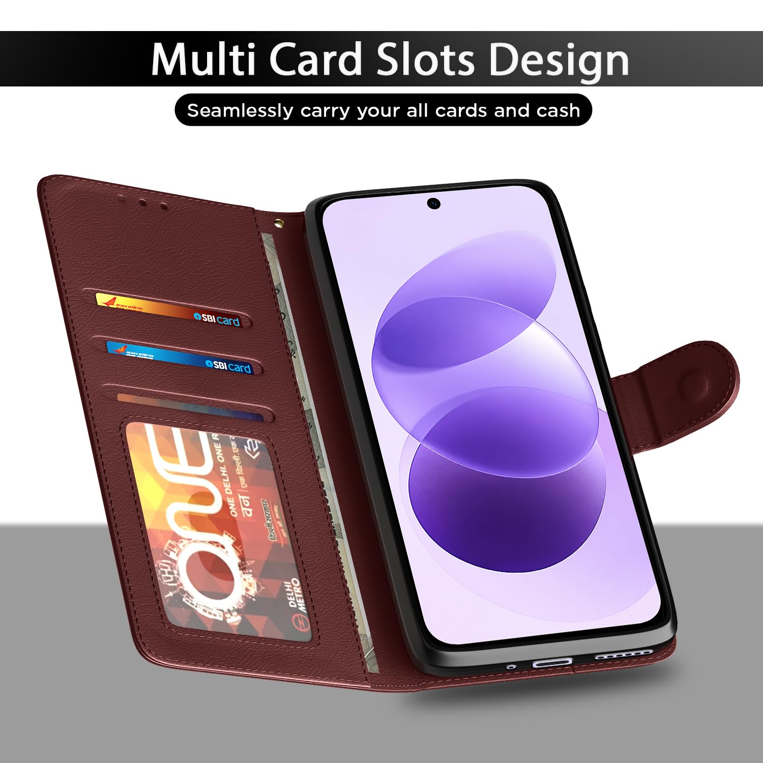 Pikkme Leather Flip Cover for Redmi Note 17 5G - Wallet Stand -5 Pikkme Leather Flip Cover for Redmi Note 17 5G - Wallet Stand -5