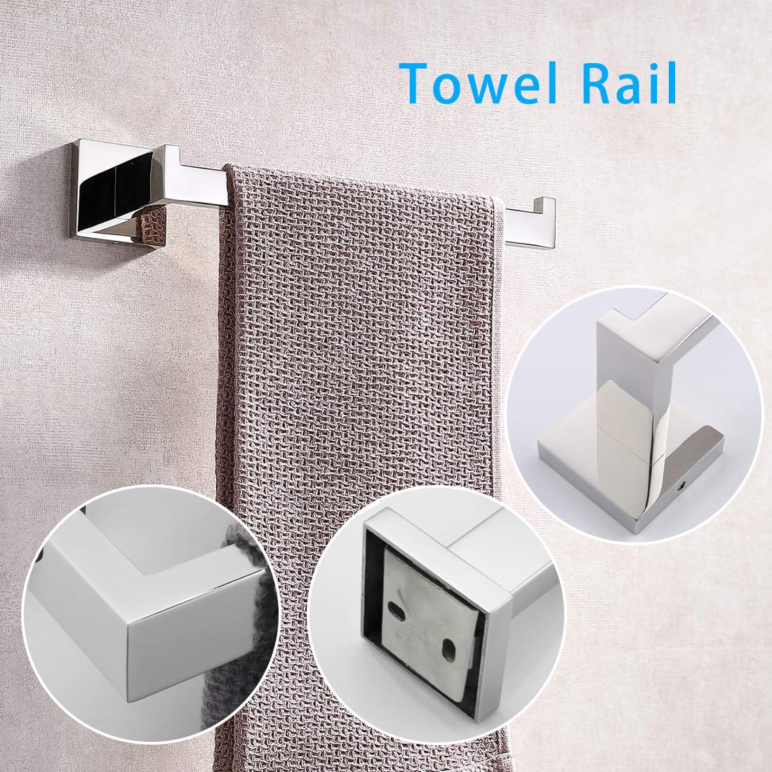 4 Stücke Badezimmer Zubehör Set Quadratisch Wandmontage Handtuchhalter Toilettenpapierhalter Handtuchhaken Edelstahl Badezimmer Hardware Set Poliertes Chrom