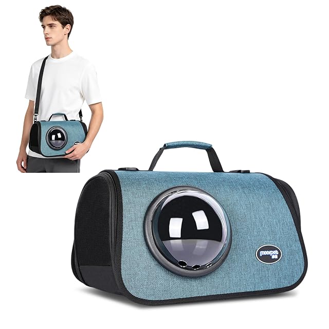 PETCUTE Transportín para Gato y Perro Pequeño, Plegable Con Colchón Suave, Correa De Hombro Ajustable