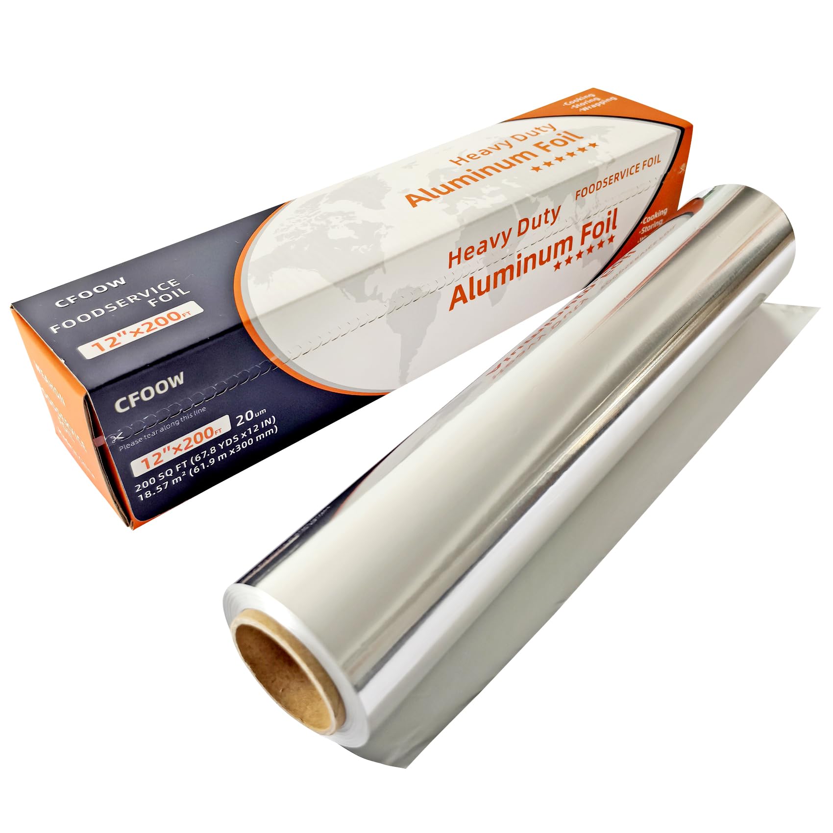 Carta Alluminio Extra Resistente – Spessore 20 Micron – 30 cm x 60 m – Per Airfryer, Forno & Barbecue – Con Taglierino Integrato – Qualità Professionale