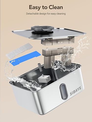 Miniatura 8 de SIBAYS Fuente de agua para perros de 4 galones15 litros para perros grandes, fuente de agua grande de acero inoxidable, dispensador automático ultra