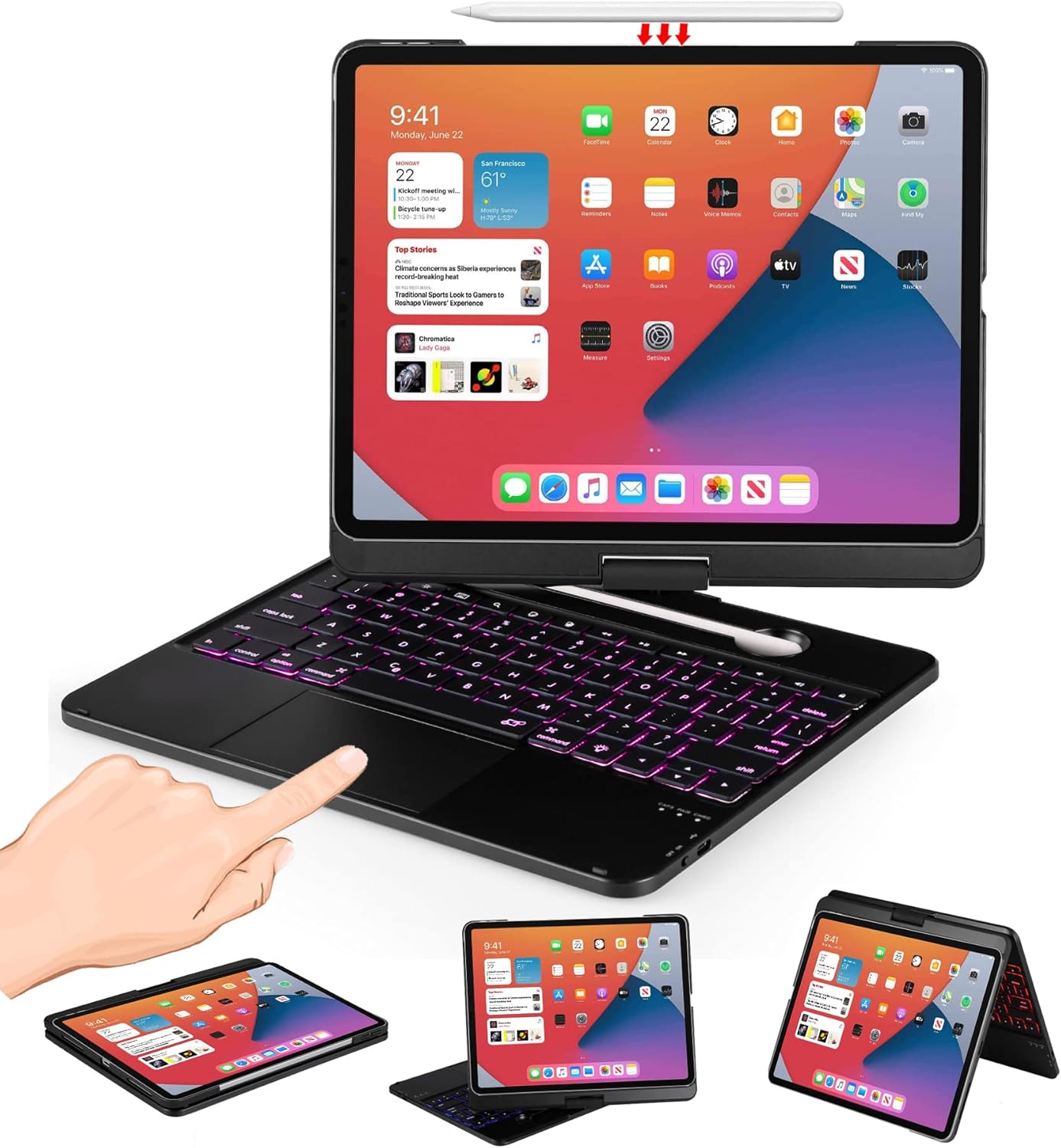 LENRICH iPad Pro 12.9 case with Keyboard 6th Generation