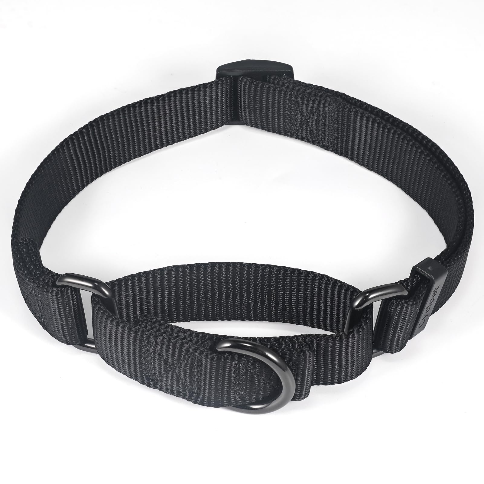 Collares de perro martingala ajustables de nailon, collar de perro cómodo y sedoso con clip resistente para perros activos. (negro, mediano)