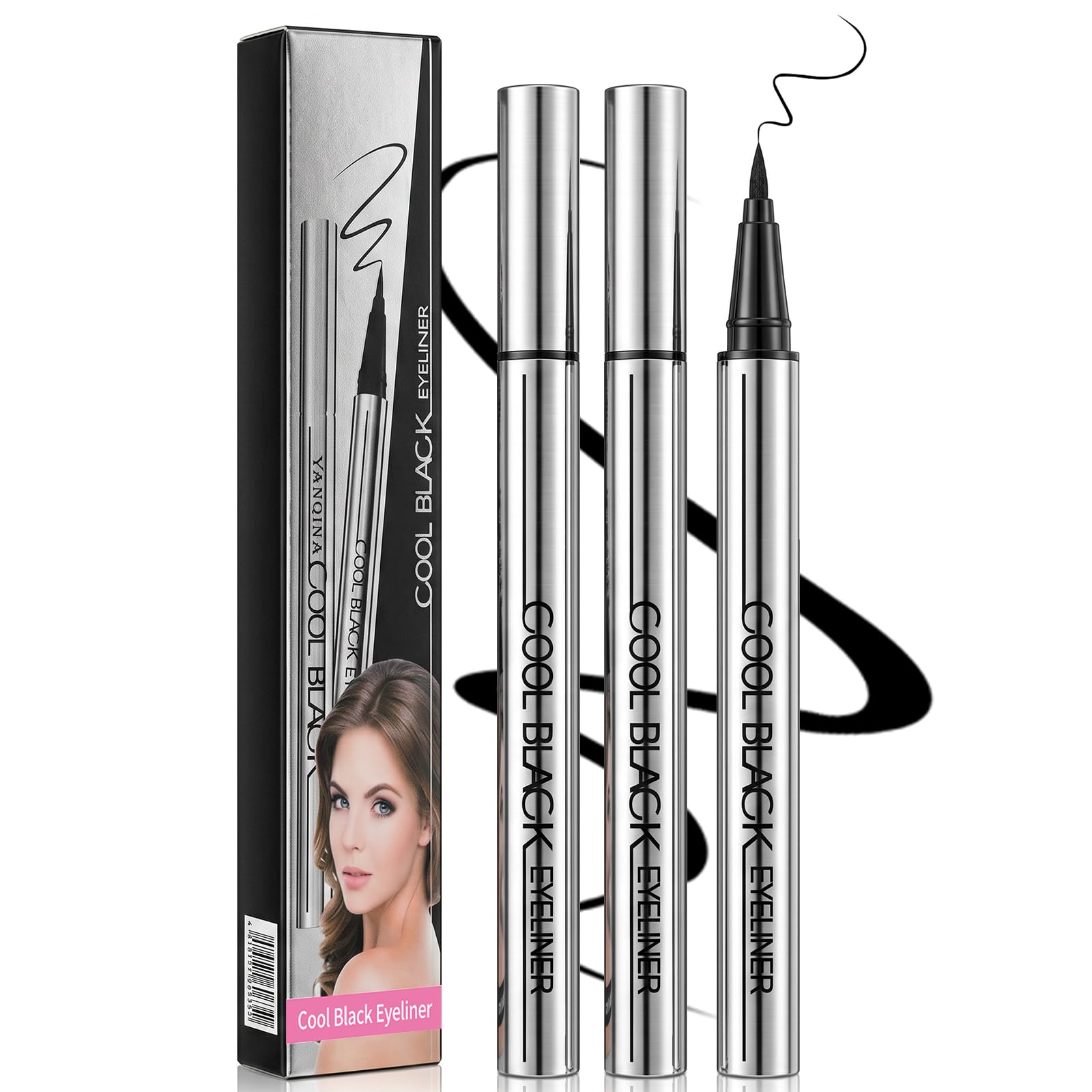 2pcs Long Lasting Eyeliner Pen, Lightweight Waterproof Liquid Eyeliner, 24-Hour Smooth Application, Ultra-Creamy Silky Texture, Quick-Drying
