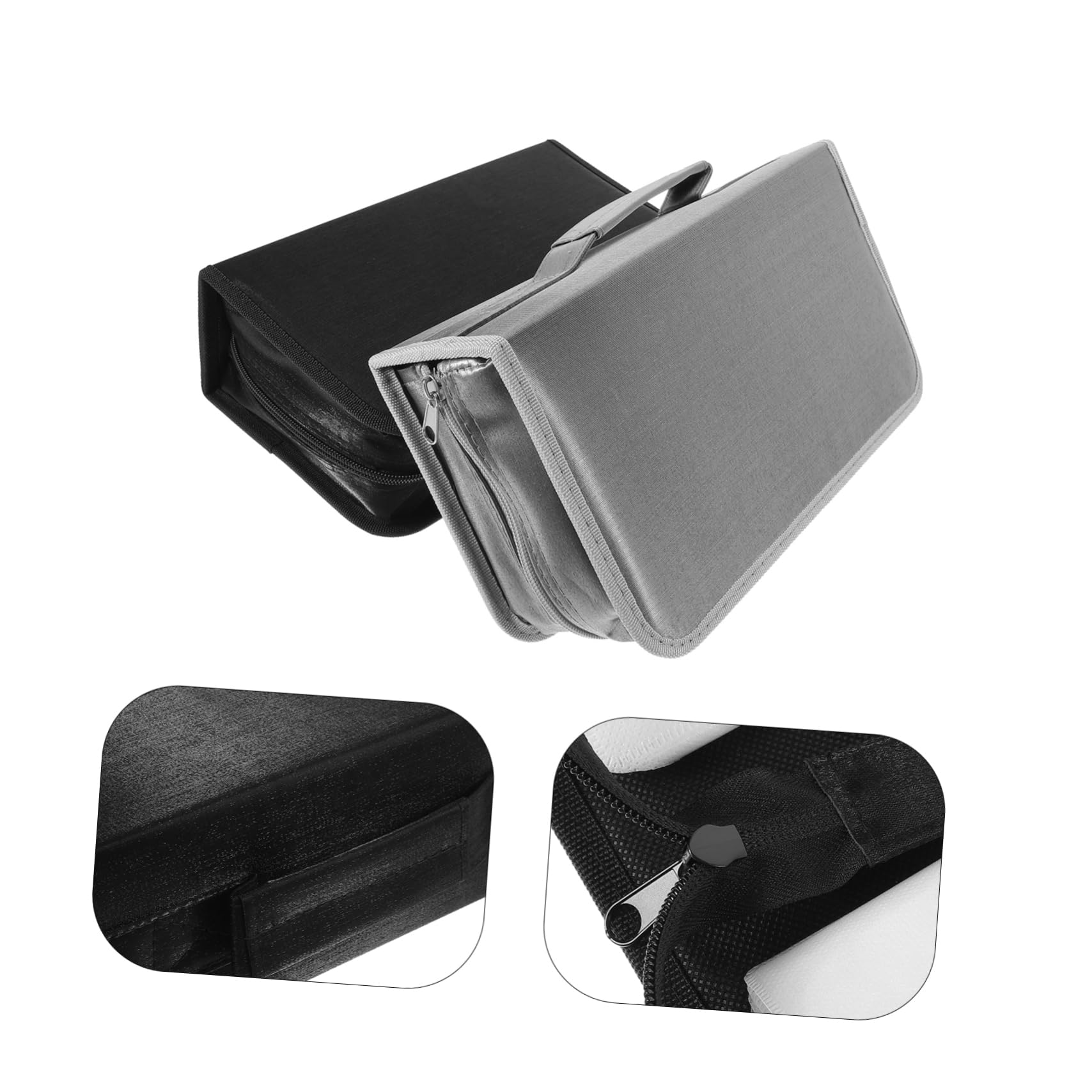 Porta CD Mercerizzato 128 Pezzi, Custodia per Dvd Cerniera Scivolevole, Borsa per Dischi Portatile e Resistente